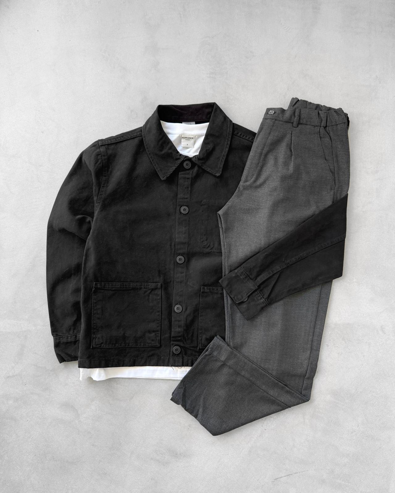 Denim Ceket & Kumaş Pantolon G2104 - Siyah