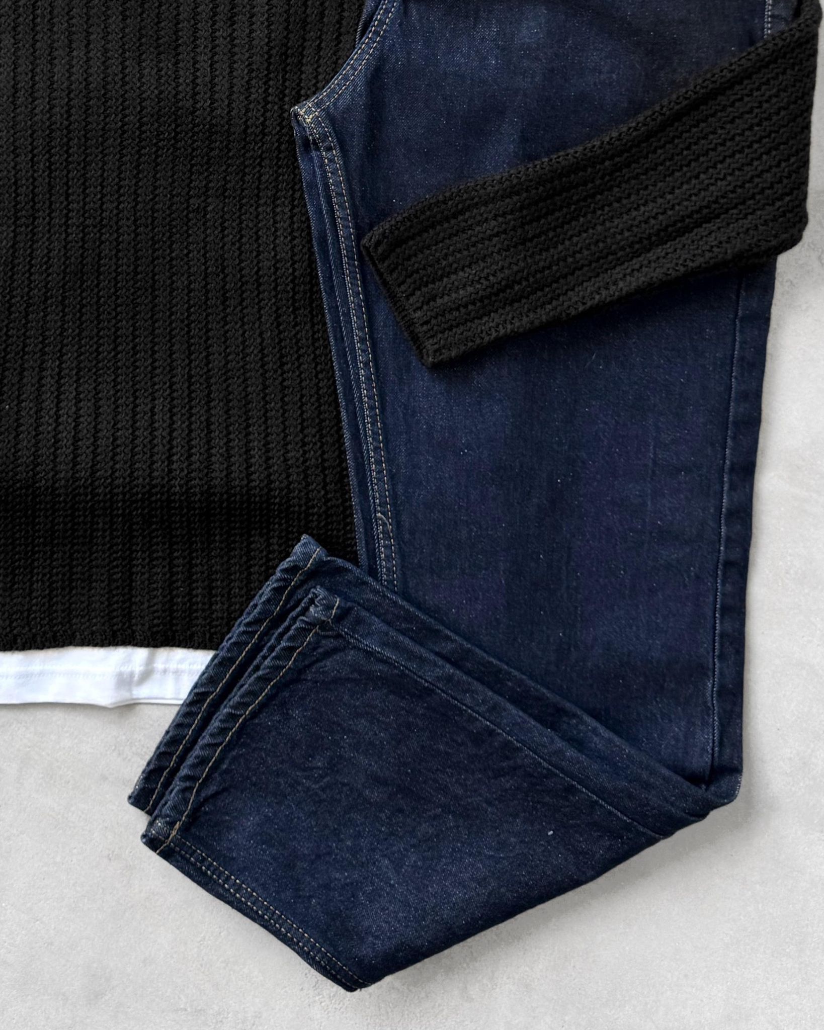 Bisiklet Yaka Triko Kazak & Regular Kot Pantolon G2110 - Siyah