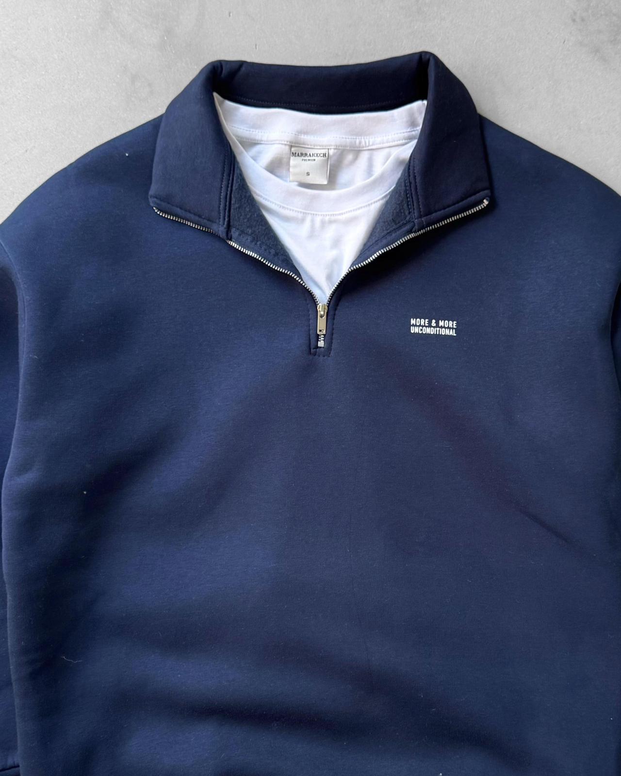 Yarım Fermuarlı Üç İplik Sweatshirt G2109 - Lacivert