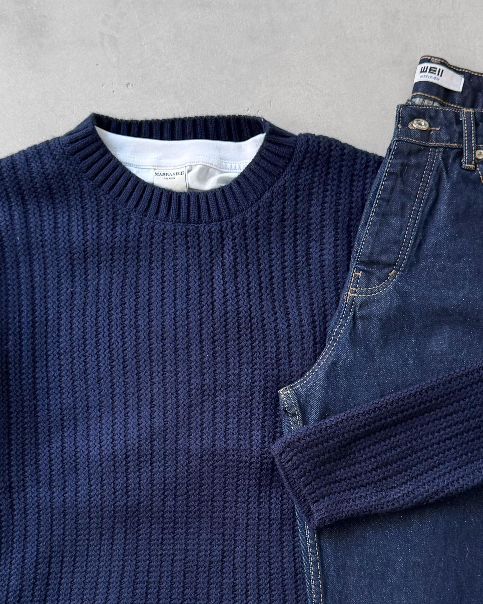 Bisiklet Yaka Triko Kazak & Regular Kot Pantolon G2110 - Lacivert