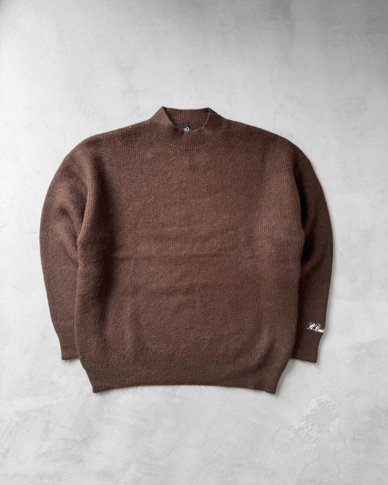 Dik Yaka Triko Kazak G2085 - Kahverengi