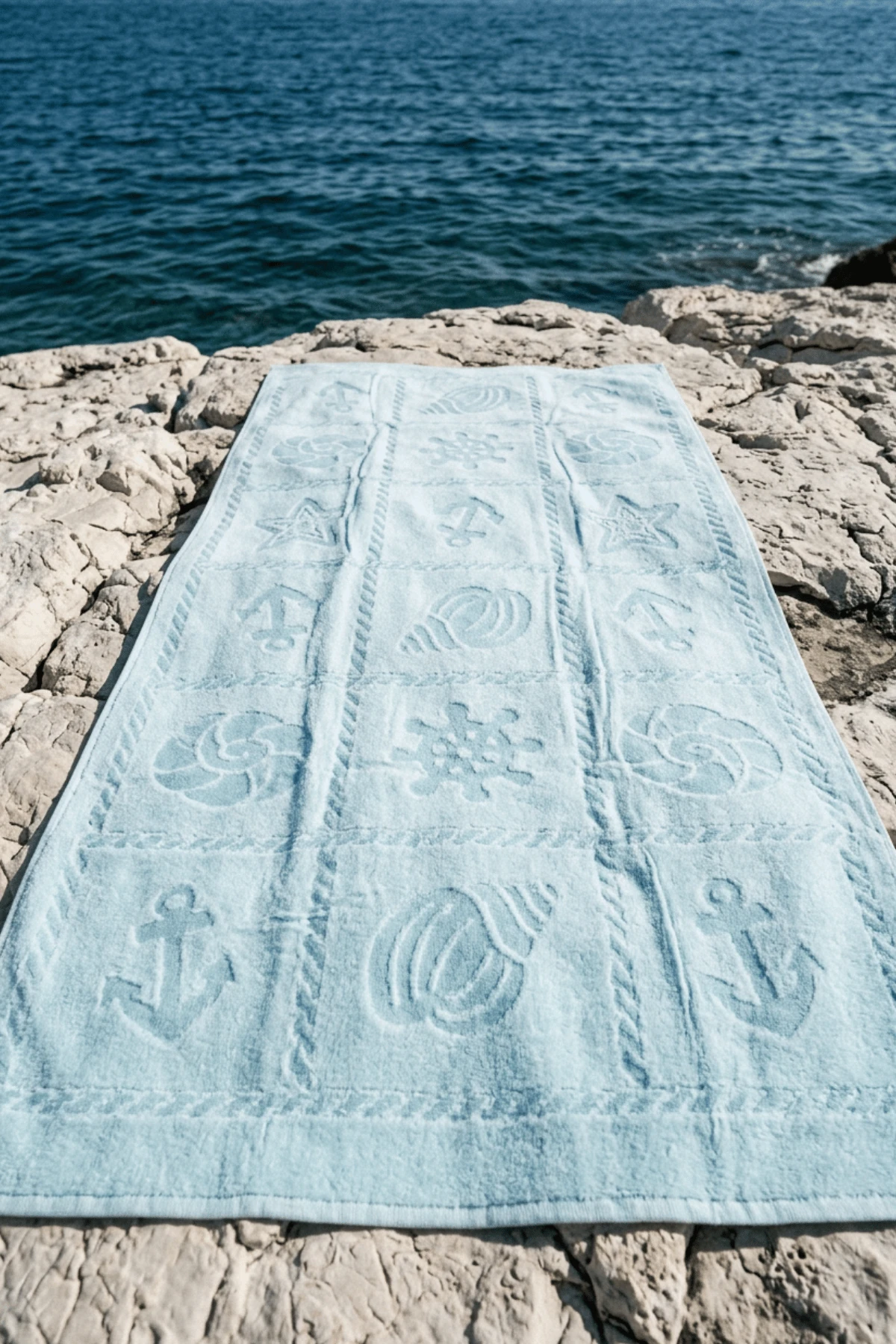 La Notte Summer Anchor %100 Pamuk Plaj Havlusu Açık Mavi 70x140