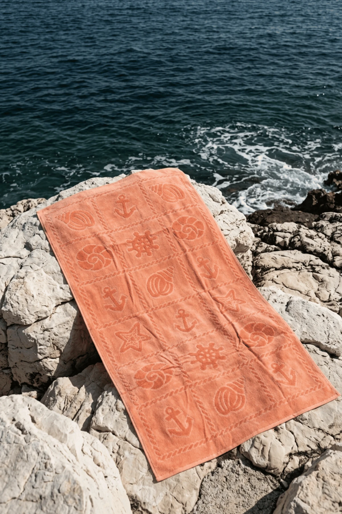 La Notte Summer Anchor %100 Pamuk Plaj Havlusu Somon 70x140