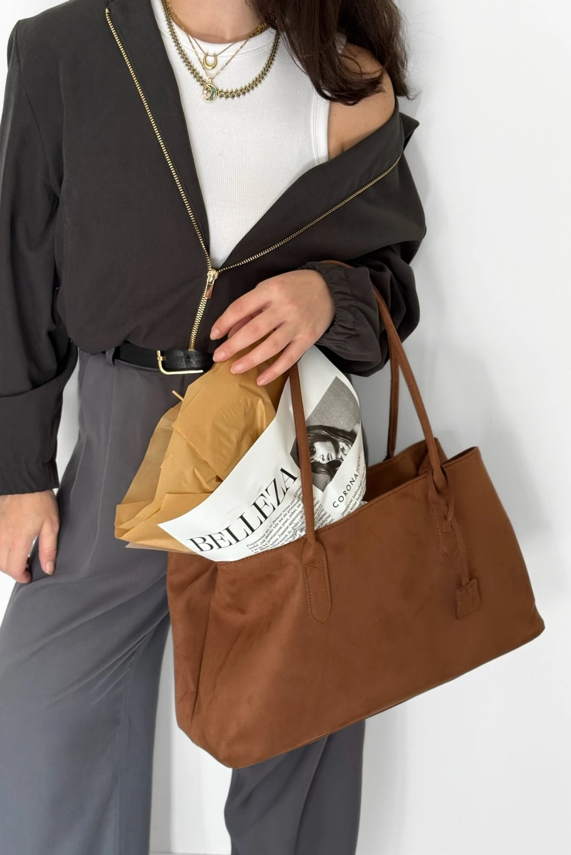 Lyon Süet Tote Çanta