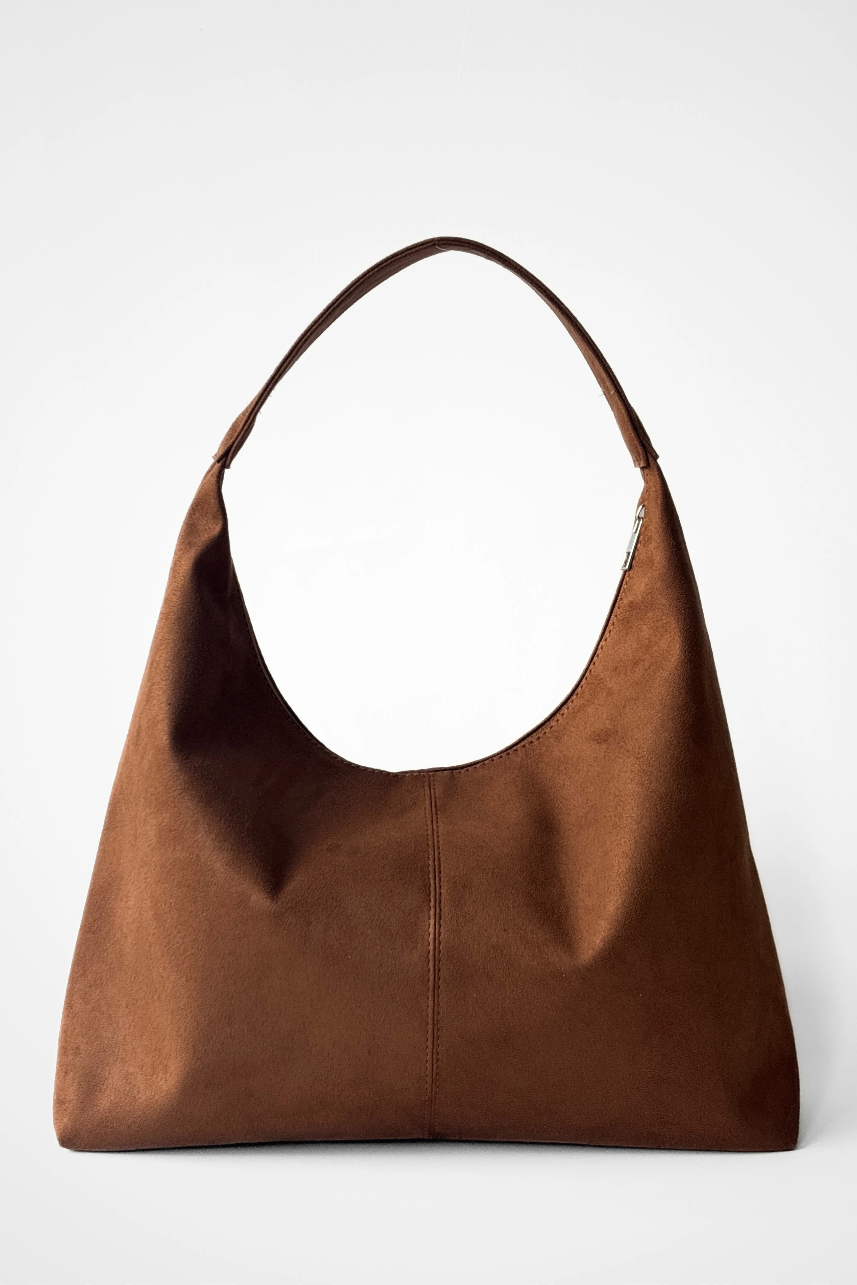 Süet Laura Salaş Görünümlü ve Geniş Hacimli Suni Deri Kadın Shopper Omuz Çantası - taba