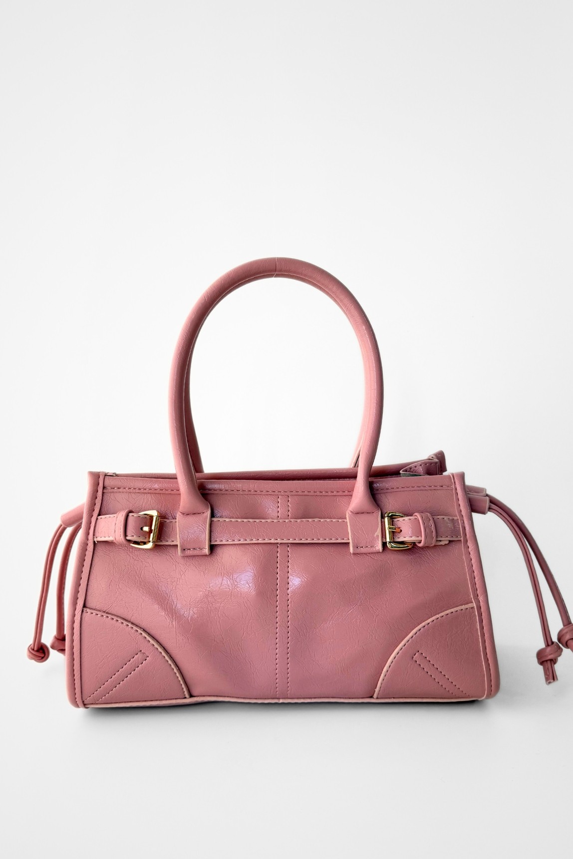 Bianca Vintage Model Suni Deri Orta Boy Baget Omuz Çantası - açık pembe