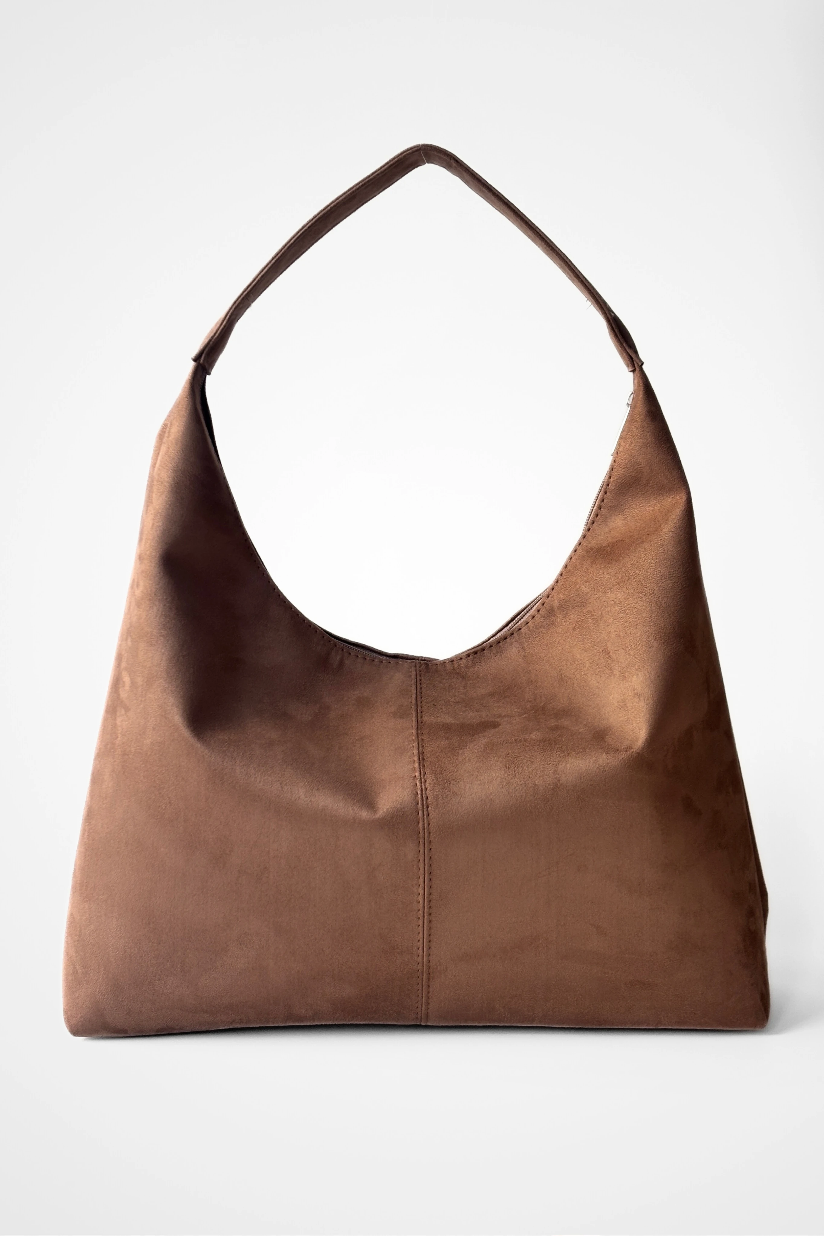 Süet Laura Salaş Görünümlü ve Geniş Hacimli Suni Deri Kadın Shopper Omuz Çantası - vizon