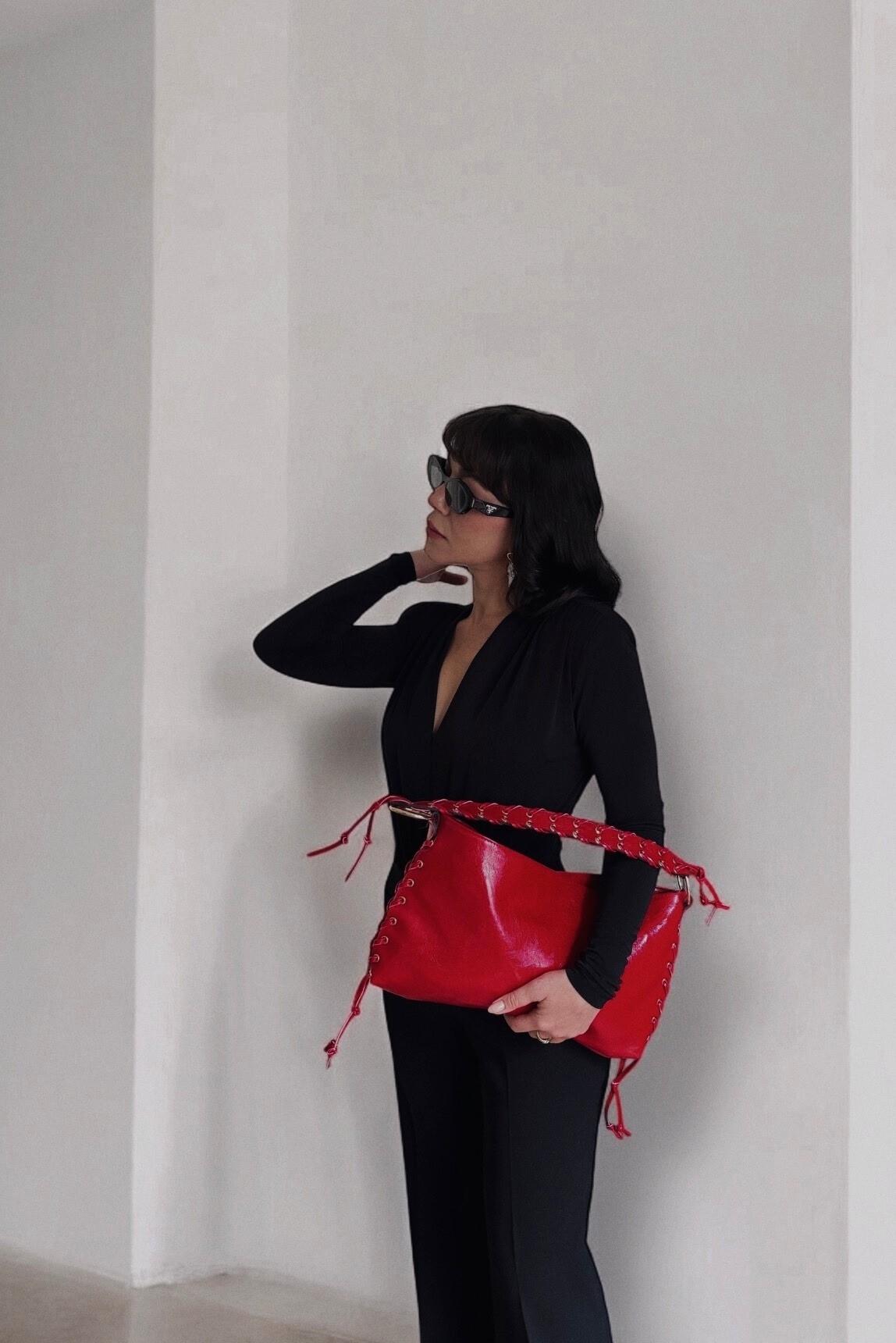 Gigi Parlak Suni Deri Orta Boy Baget Omuz Çantası