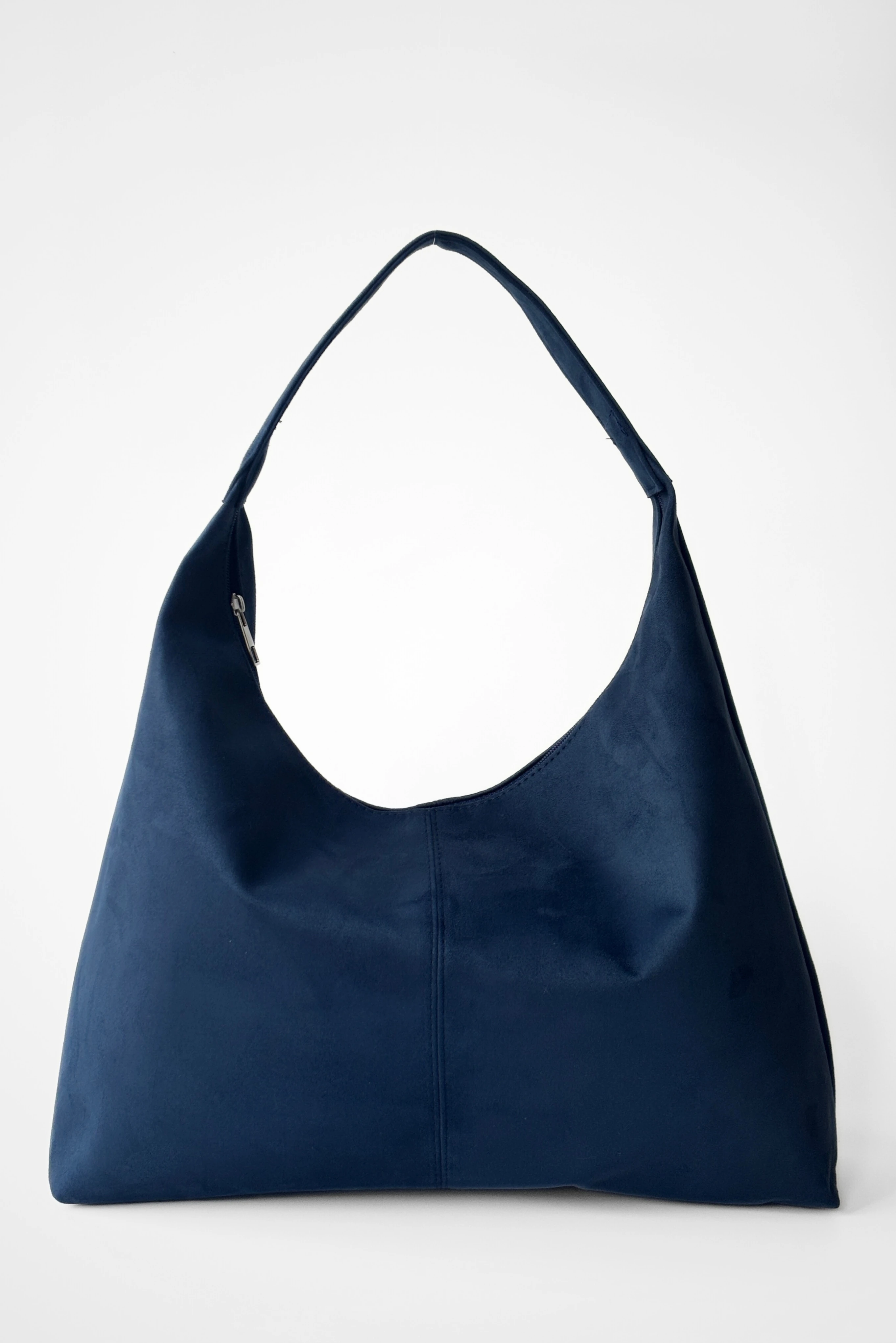 Süet Laura Salaş Görünümlü ve Geniş Hacimli Suni Deri Kadın Shopper Omuz Çantası - lacivert