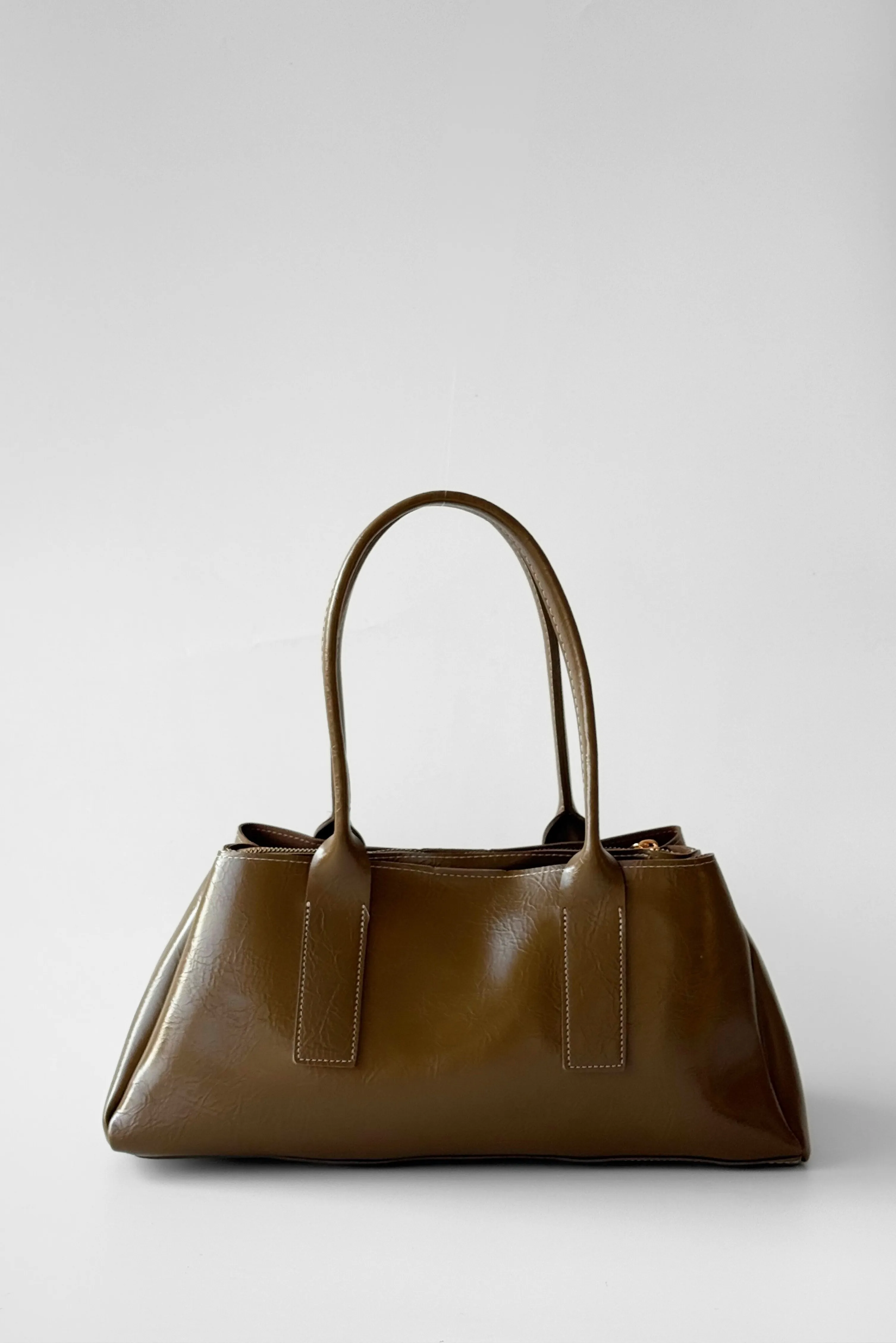 Viona Parlak Suni Deri Omuz ve El Çantası - yağ yeşili