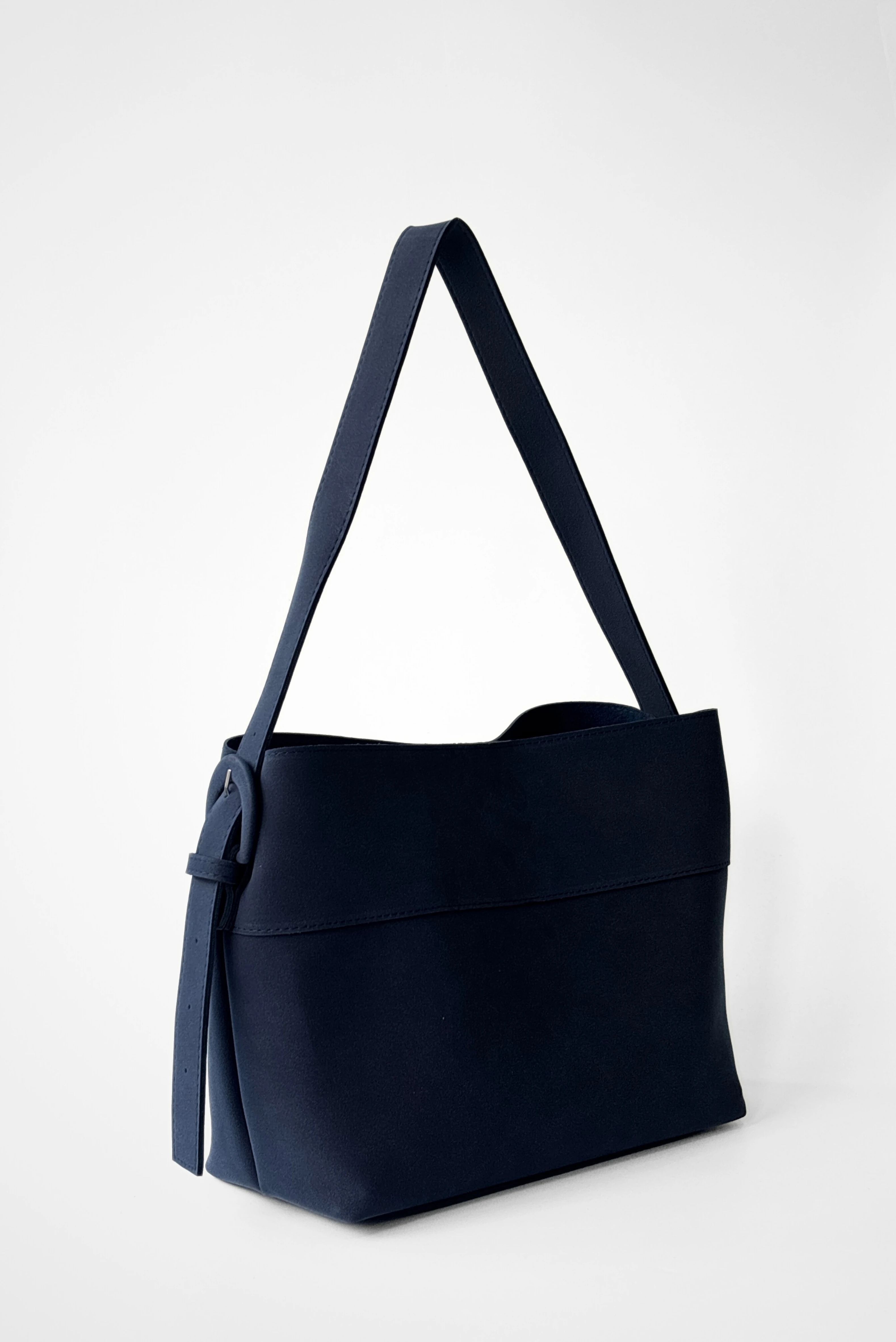 Tera Süet Kemer Detaylı Ayarlanabilir Askılı Shopper Çanta - lacivert