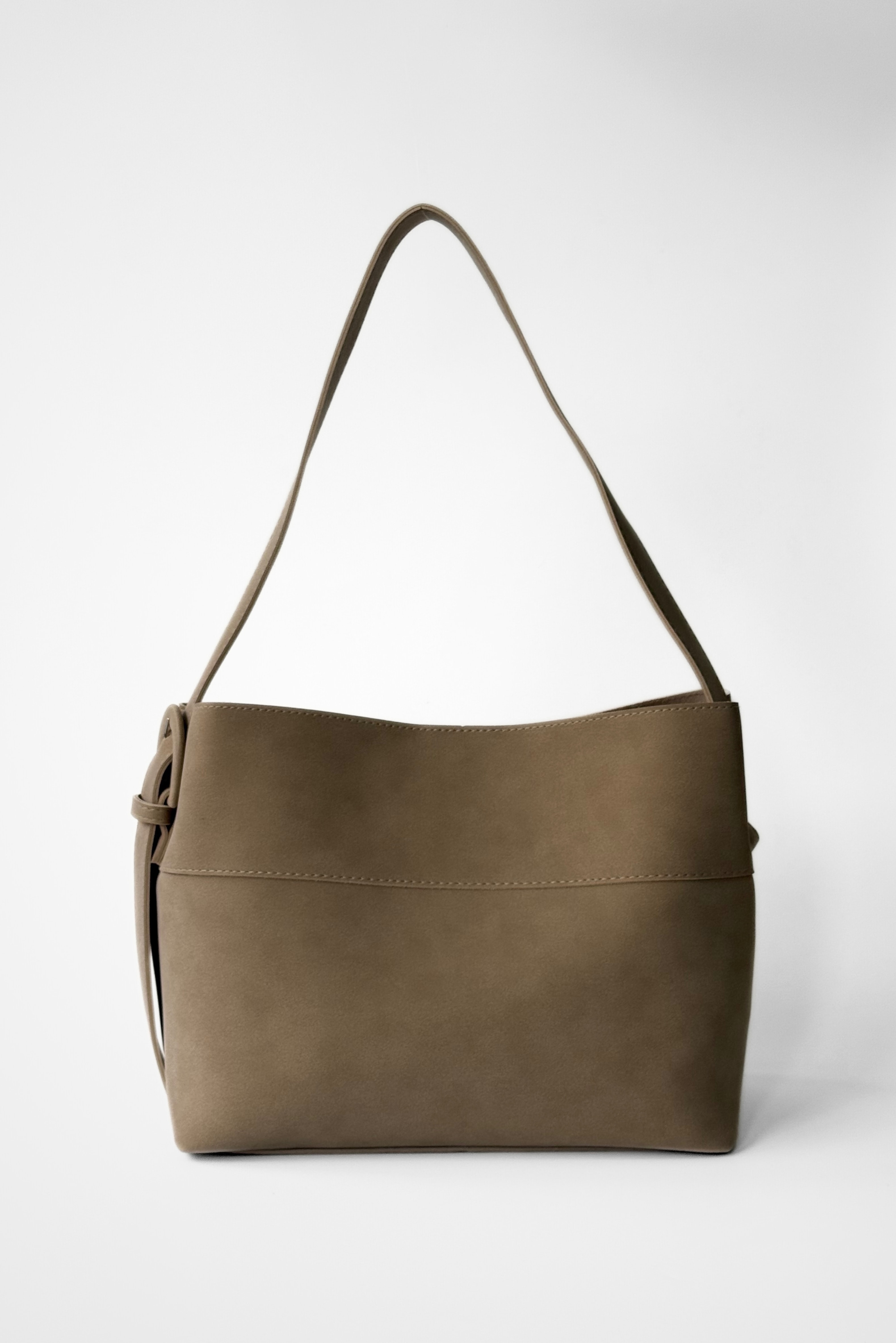 Tera Süet Kemer Detaylı Ayarlanabilir Askılı Shopper Çanta - açık vizon