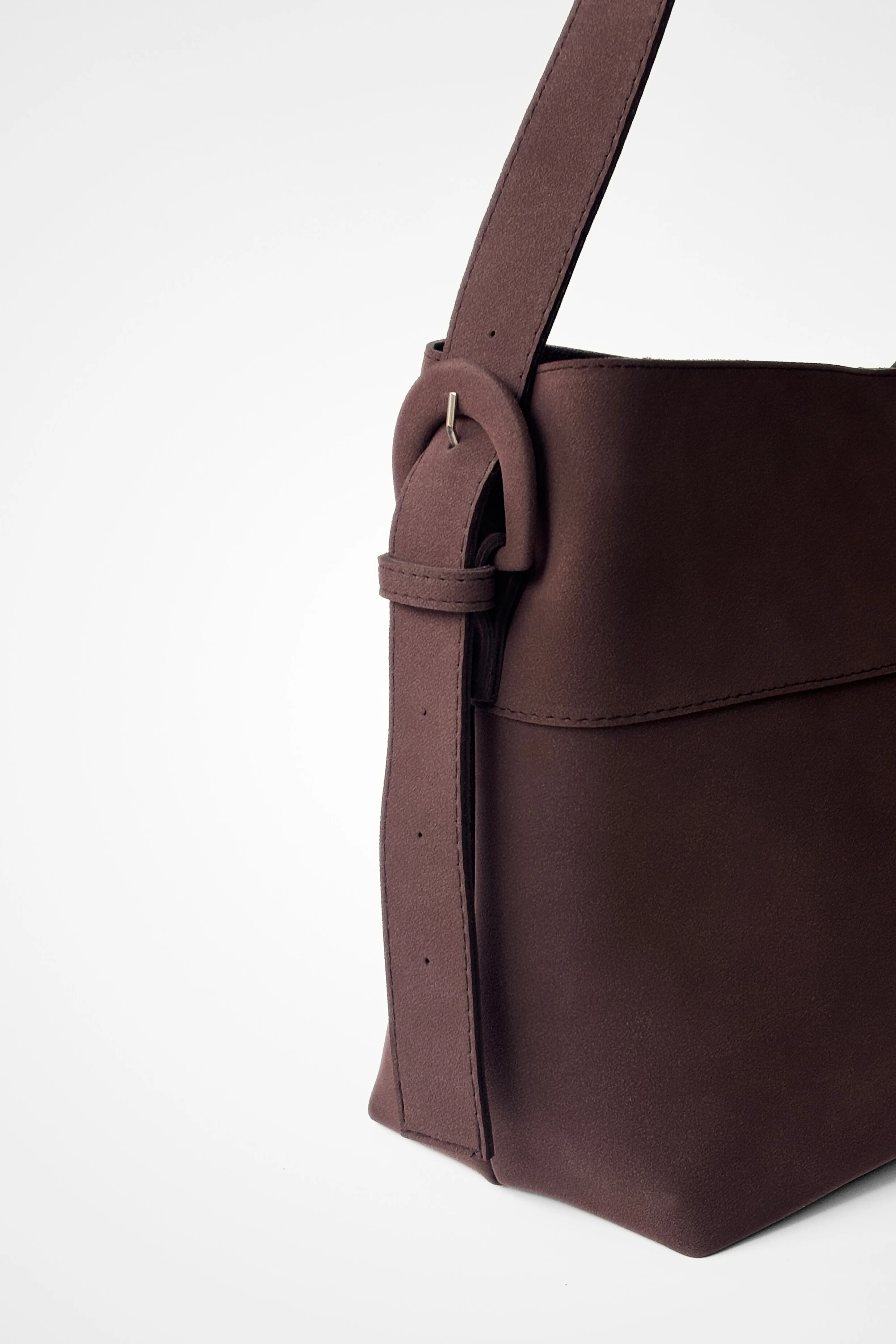 Tera Süet Kemer Detaylı Ayarlanabilir Askılı Shopper Çanta - kahverengi