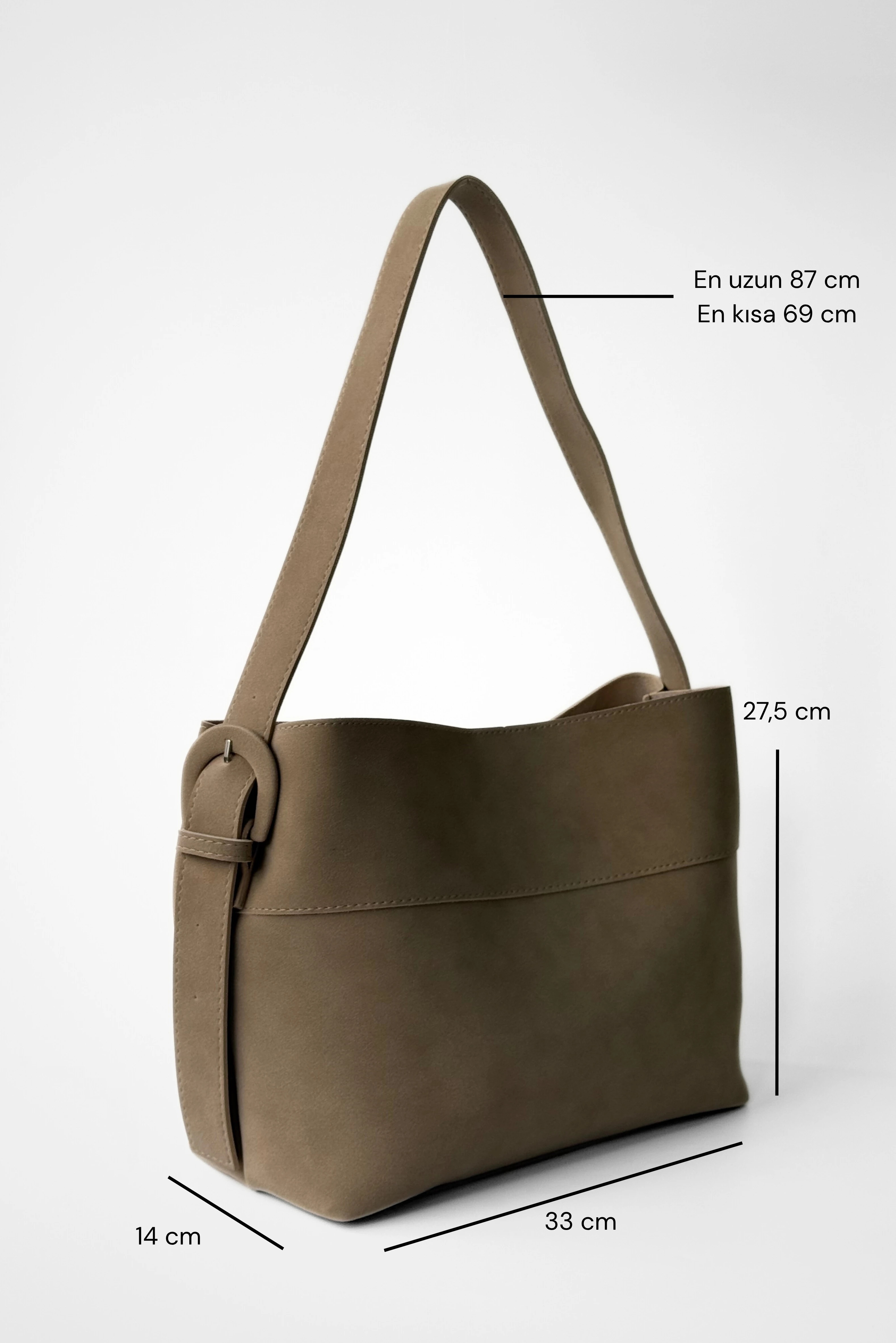 Tera Süet Kemer Detaylı Ayarlanabilir Askılı Shopper Çanta