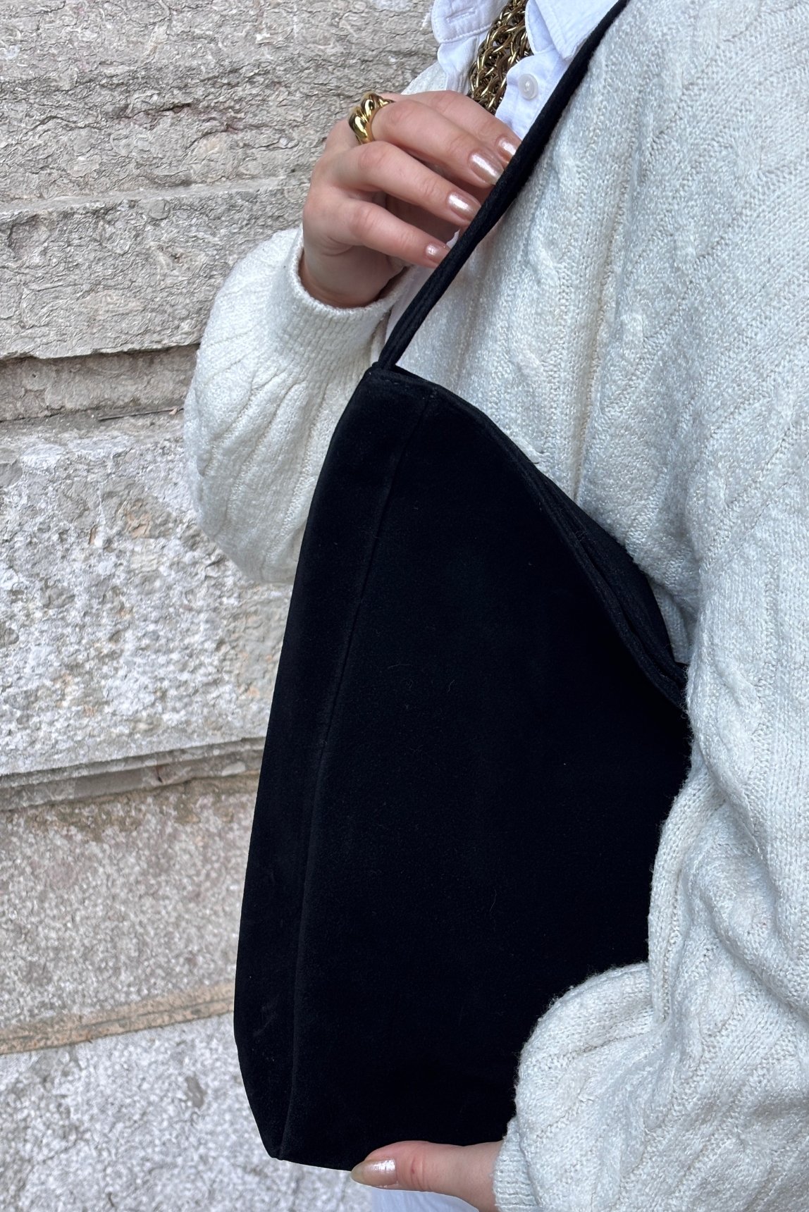 Süet Creme Salaş Görünümlü Shopper Çanta