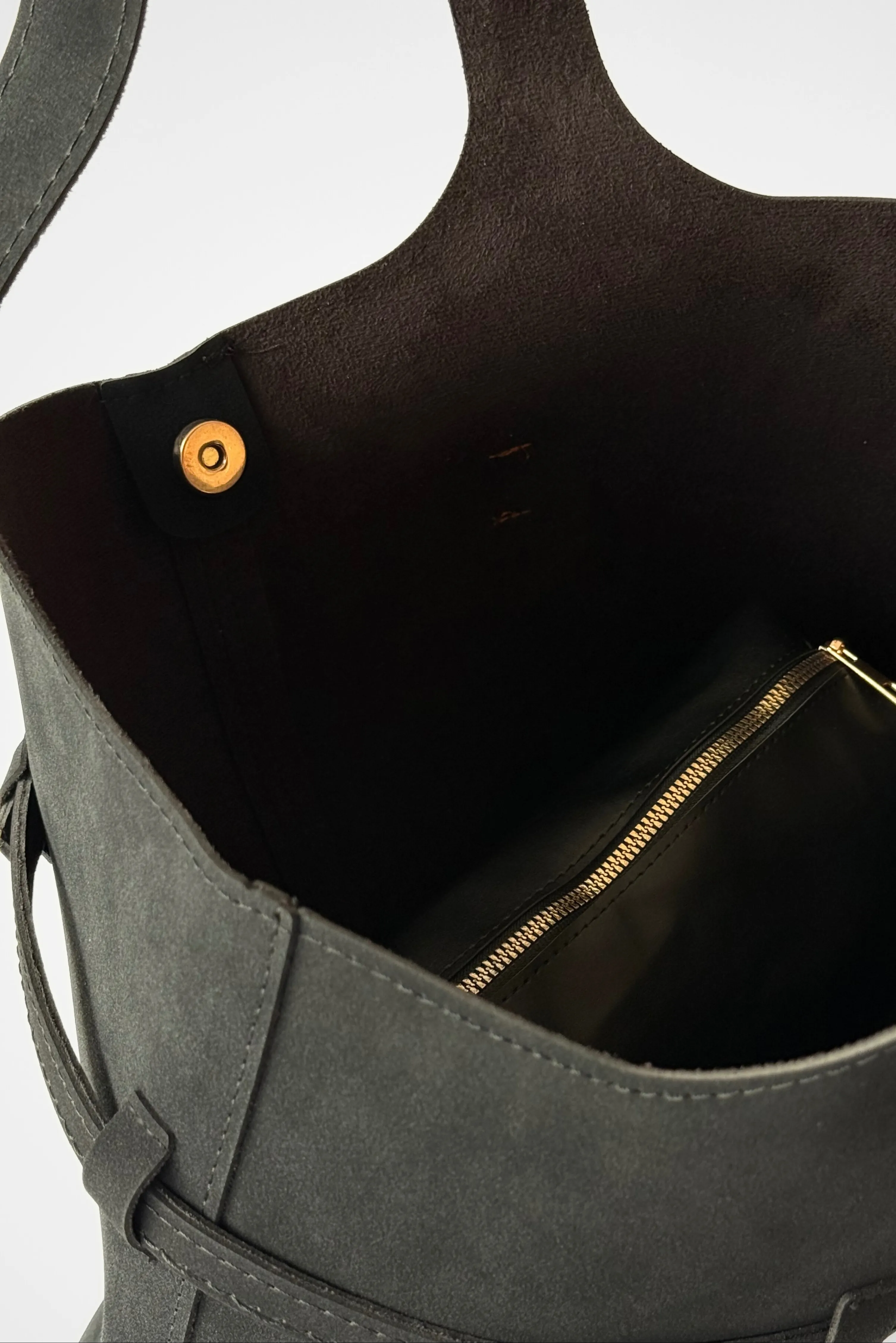 Süet Moka Yavrulu Omuz Çantası 