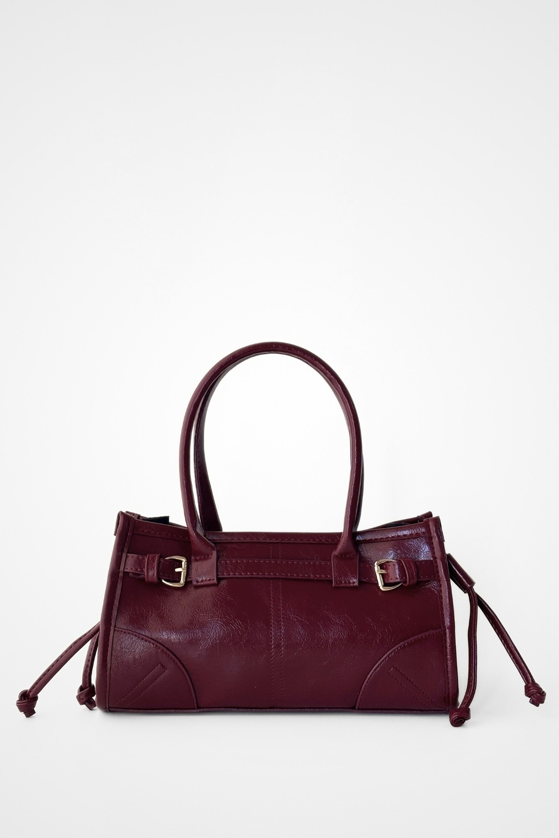 Bianca Vintage Model Suni Deri Orta Boy Baget Omuz Çantası - bordo