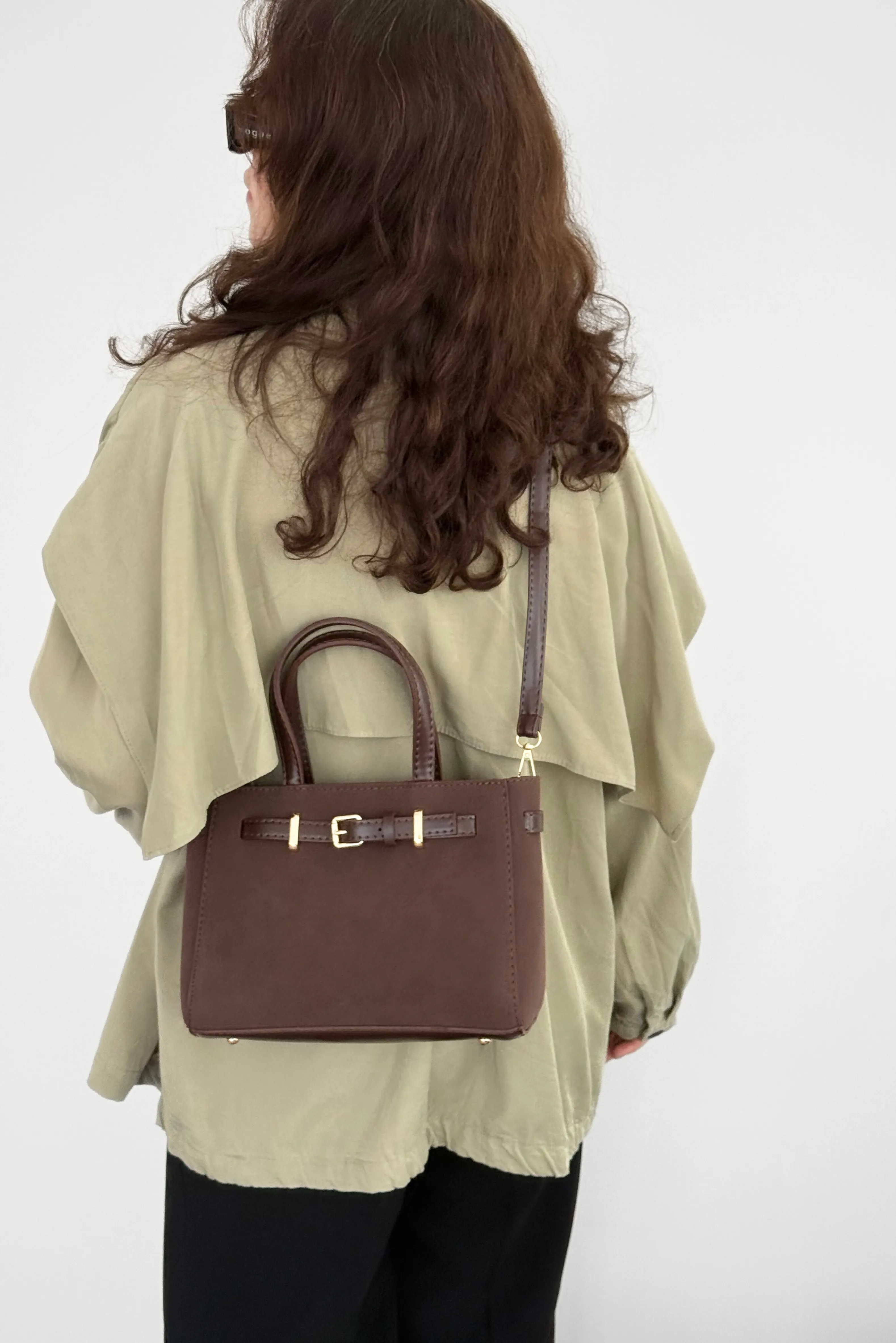 Mira Süet Çapraz Kullanımlı El ve Omuz Çantası - kahverengi