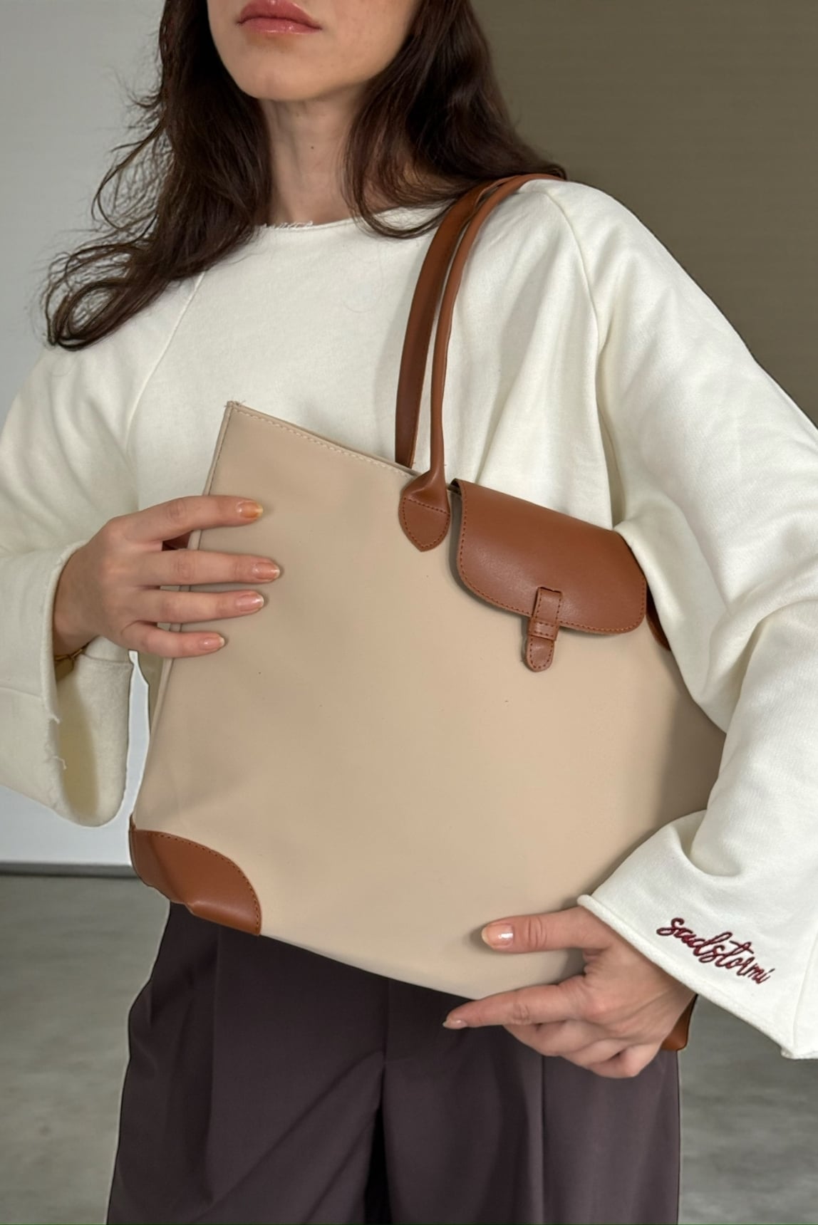 Capri Kapak Detaylı Shopper Çanta - taba