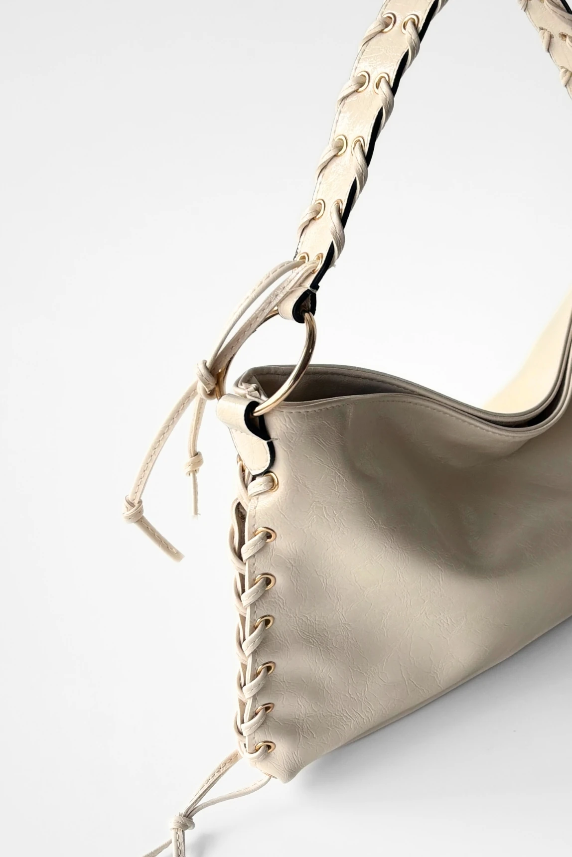 Gigi Parlak Suni Deri Orta Boy Baget Omuz Çantası