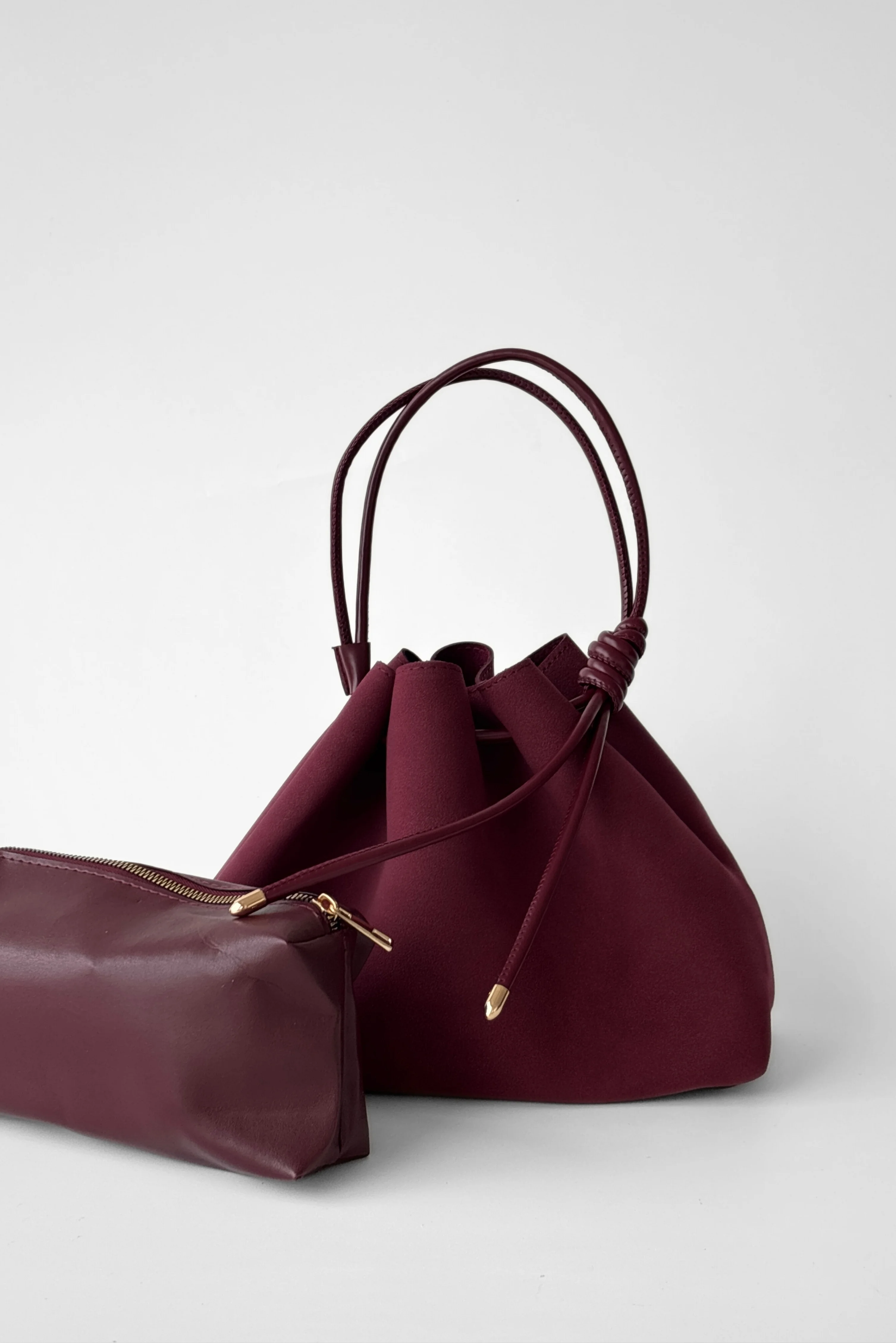 Süet Neva Büzgü Detaylı Yavru Çantalı Çapraz ve El Çantası