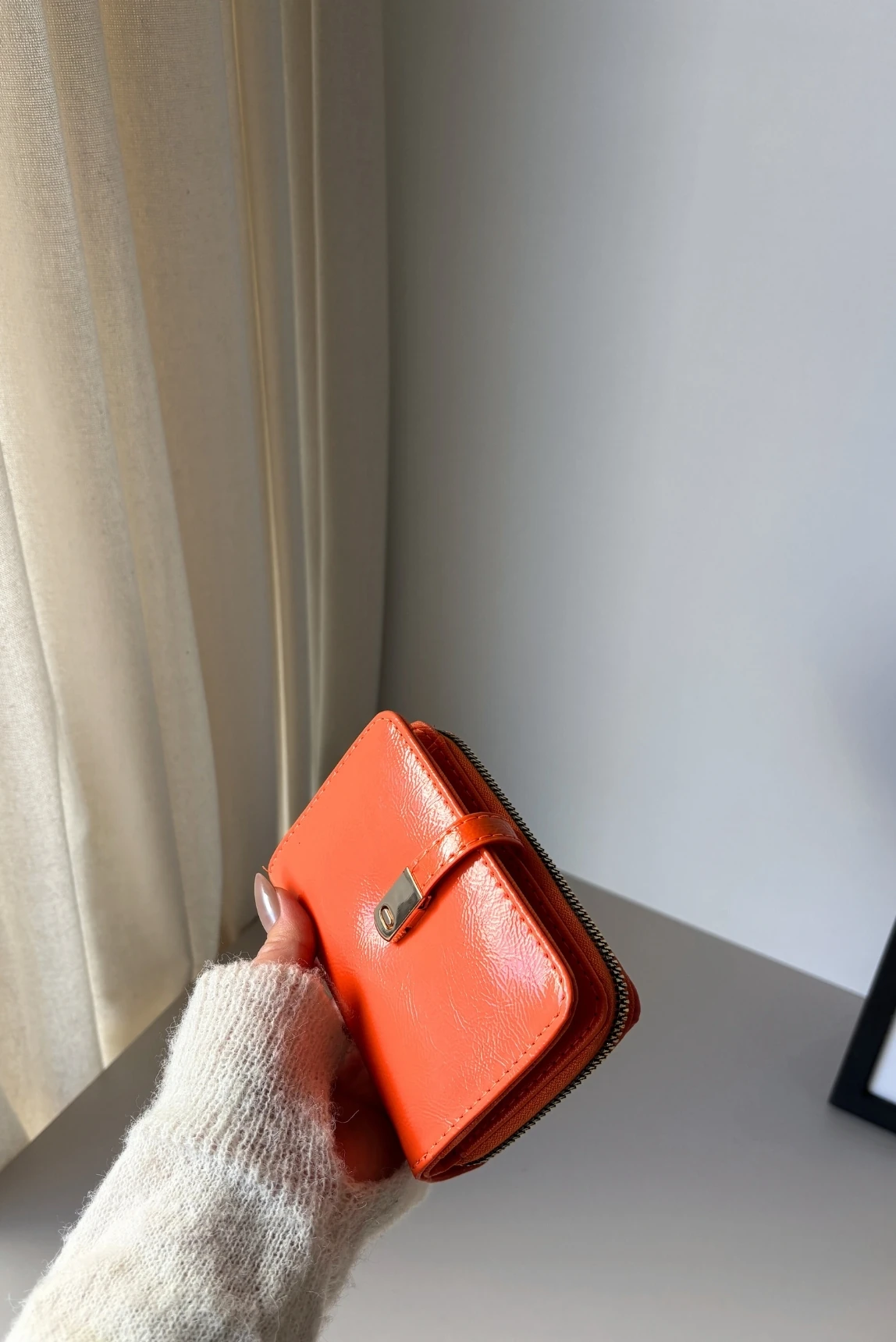 Jill Vintage Model Parlak Suni Deri Cüzdan