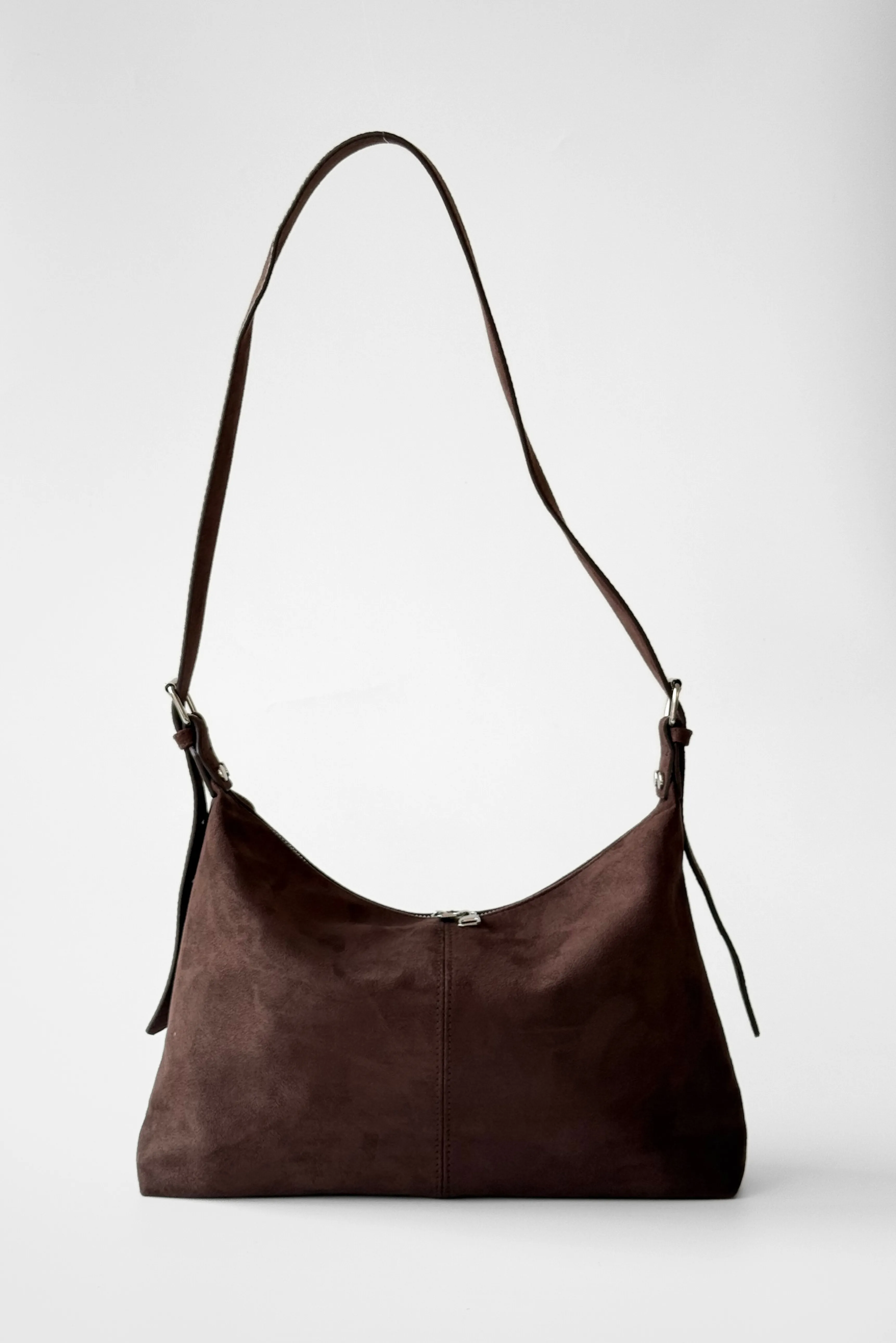 Süet Cushy Çapraz Omuz Çantası - kahverengi