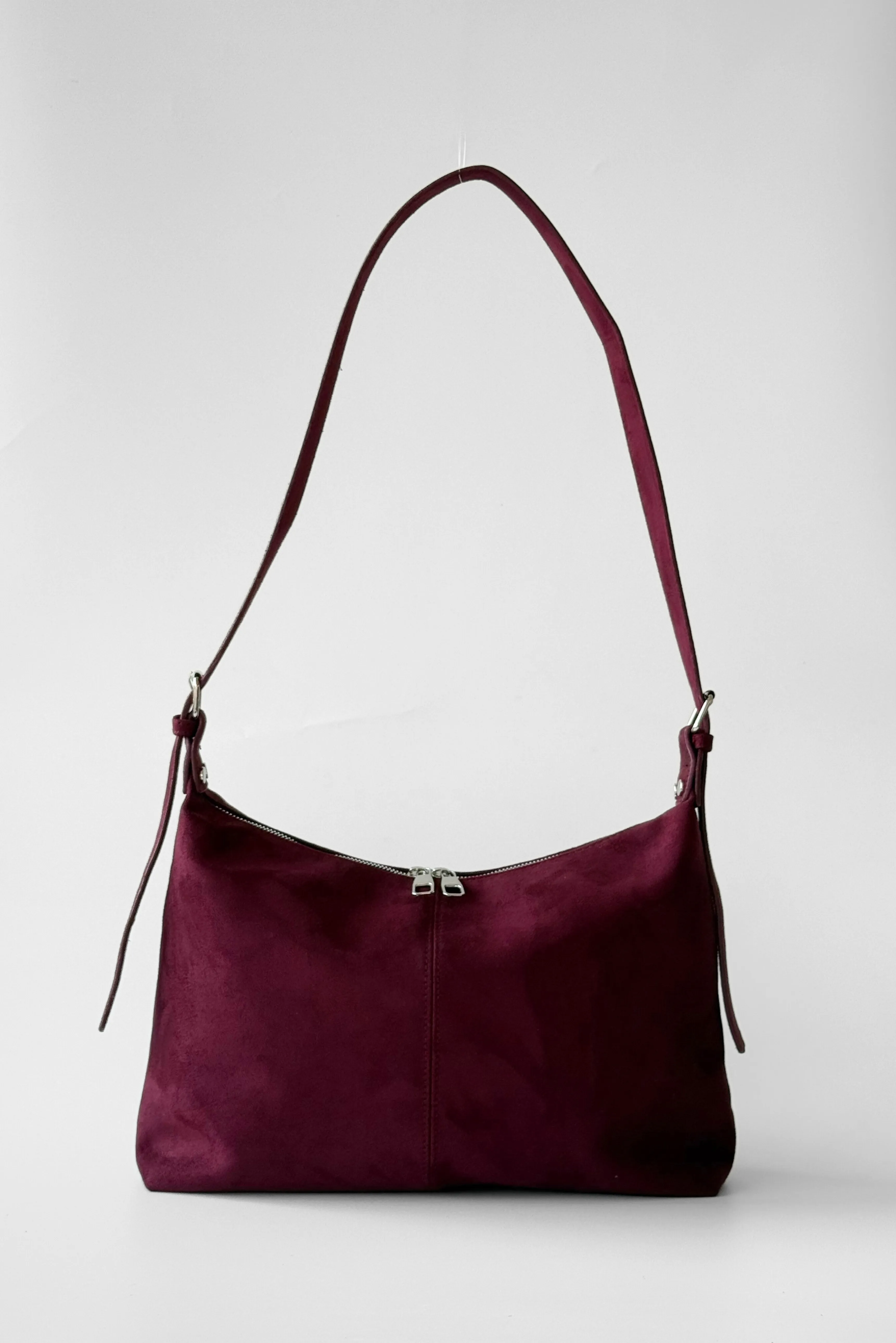 Süet Cushy Çapraz Omuz Çantası - bordo