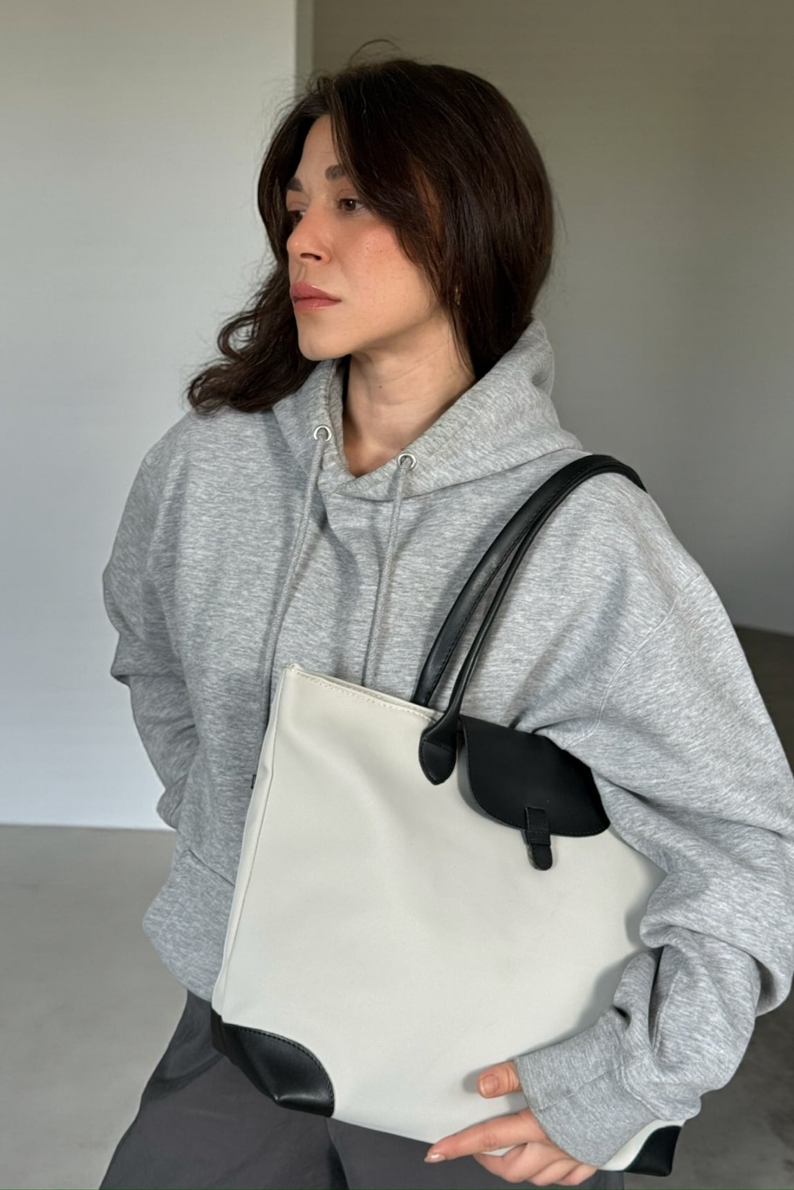 Capri Kapak Detaylı Shopper Çanta - gri
