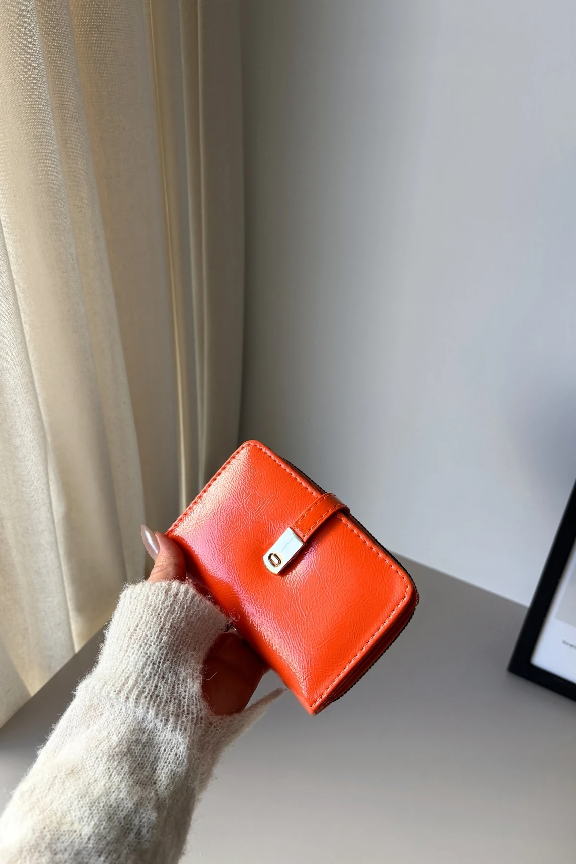 Jill Vintage Model Parlak Suni Deri Cüzdan