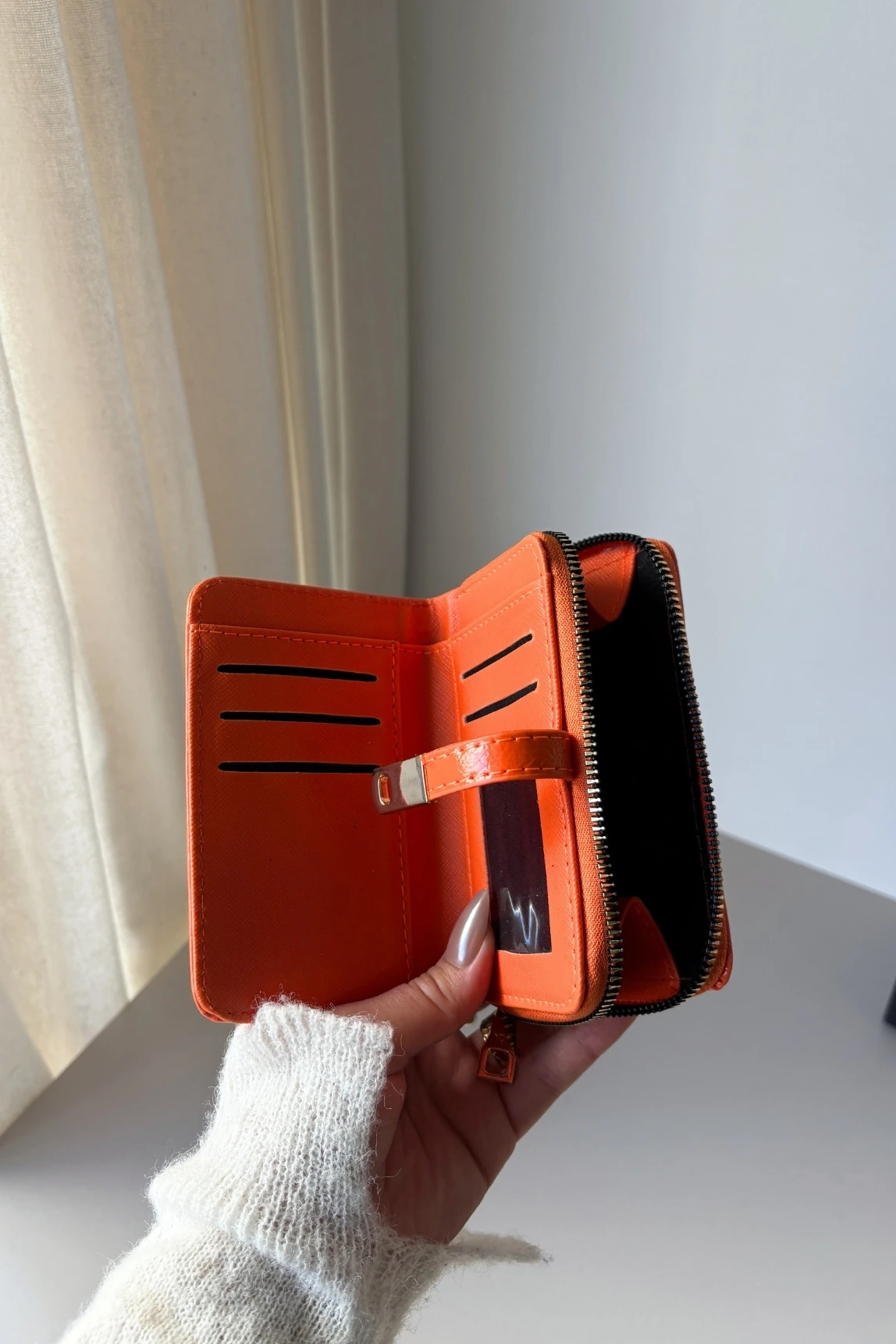 Jill Vintage Model Parlak Suni Deri Cüzdan