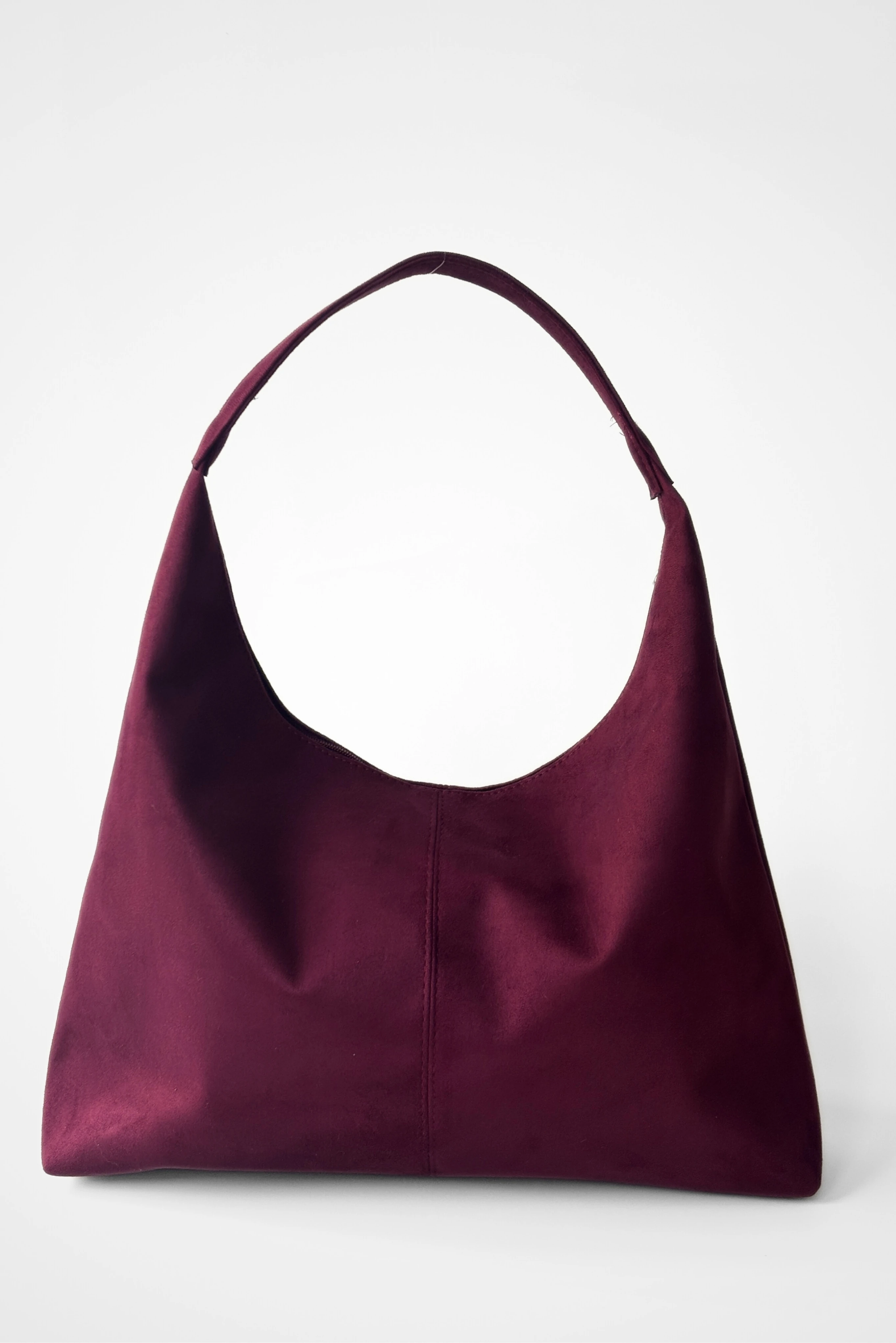 Süet Laura Salaş Görünümlü ve Geniş Hacimli Suni Deri Kadın Shopper Omuz Çantası - bordo