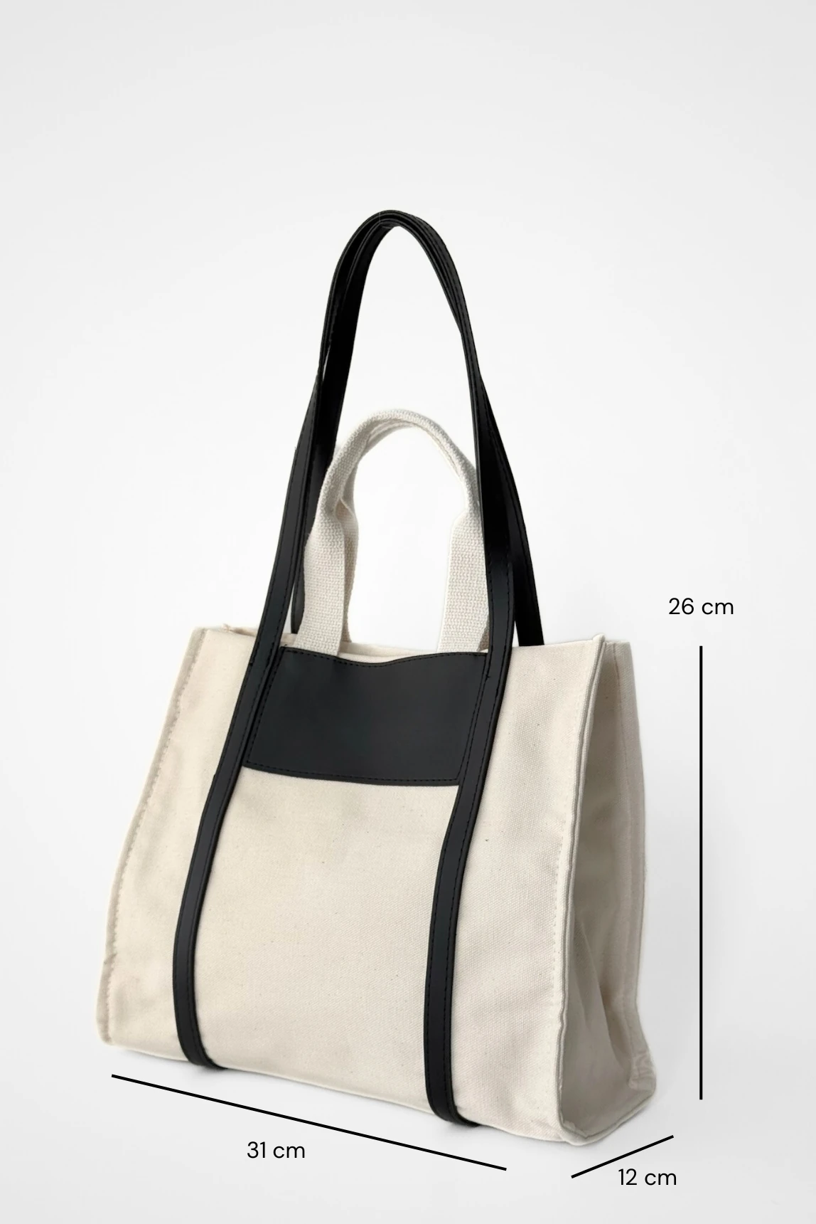 Dailin Deri Detaylı Kanvas El ve Omuz Çantası