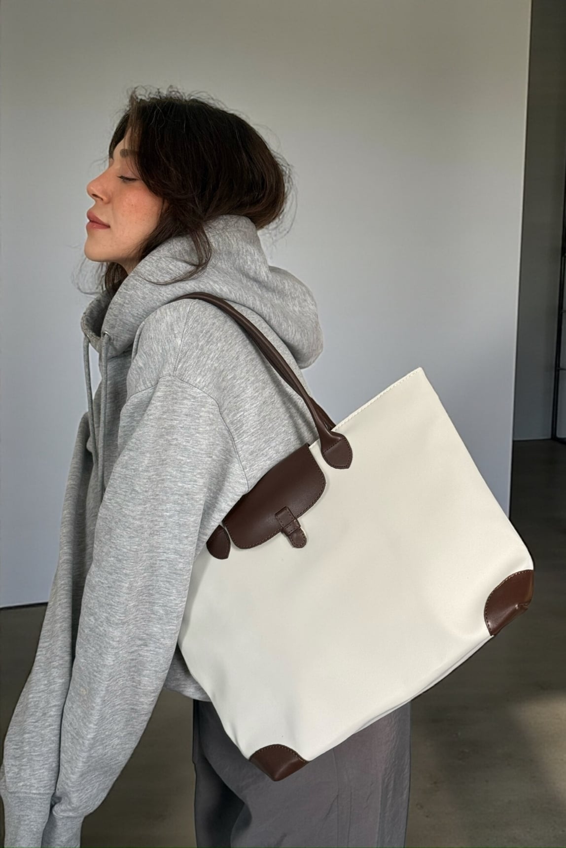 Capri Kapak Detaylı Shopper Çanta - kahverengi