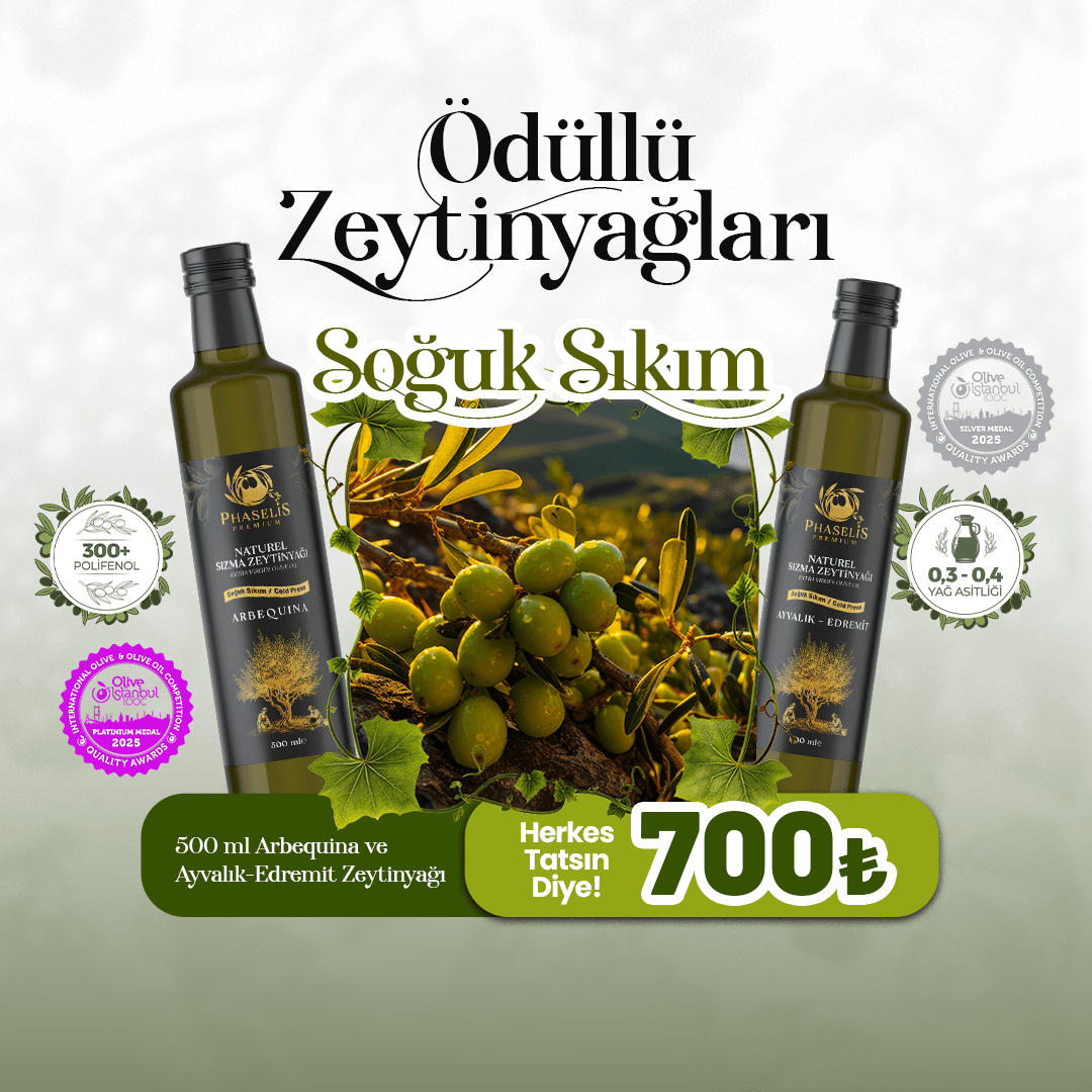 Arbequina + Ayvalık Edremit 500 mL Soğuk Sıkım Ödüllü Zeytinyağı