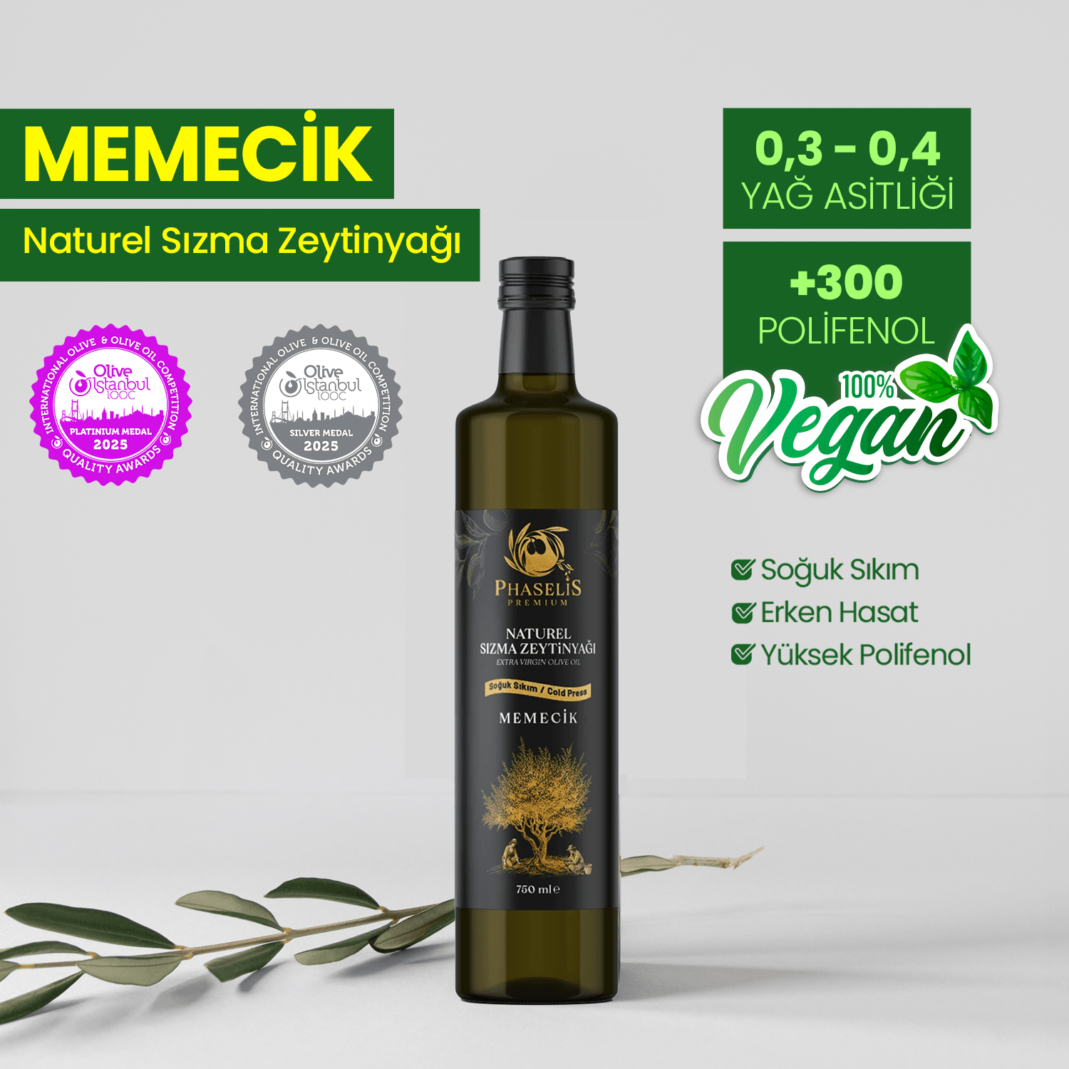 Premium Memecik Cold Pressed Olive Oil - 750 mL