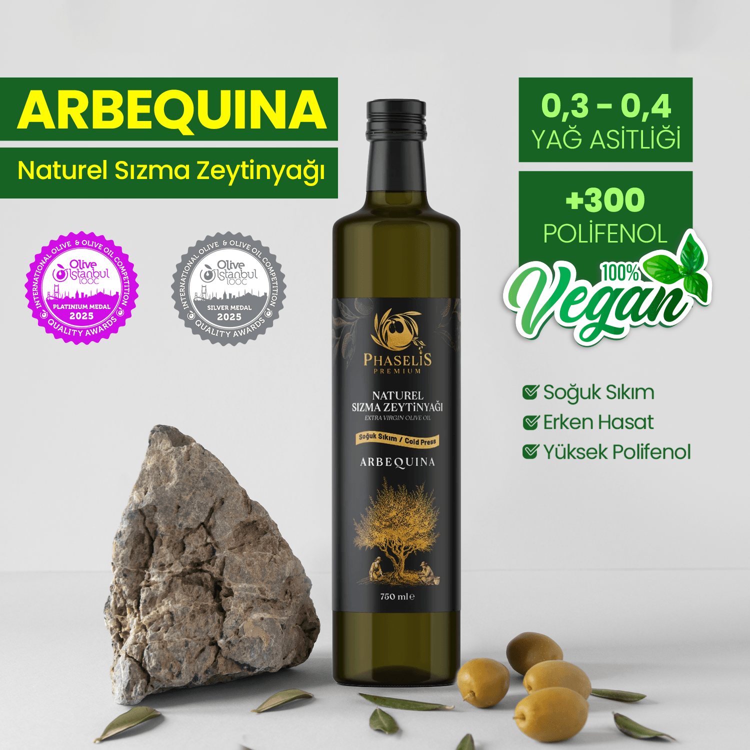 Premium Arbequina Cold Pressed Olive Oil - 750 mL