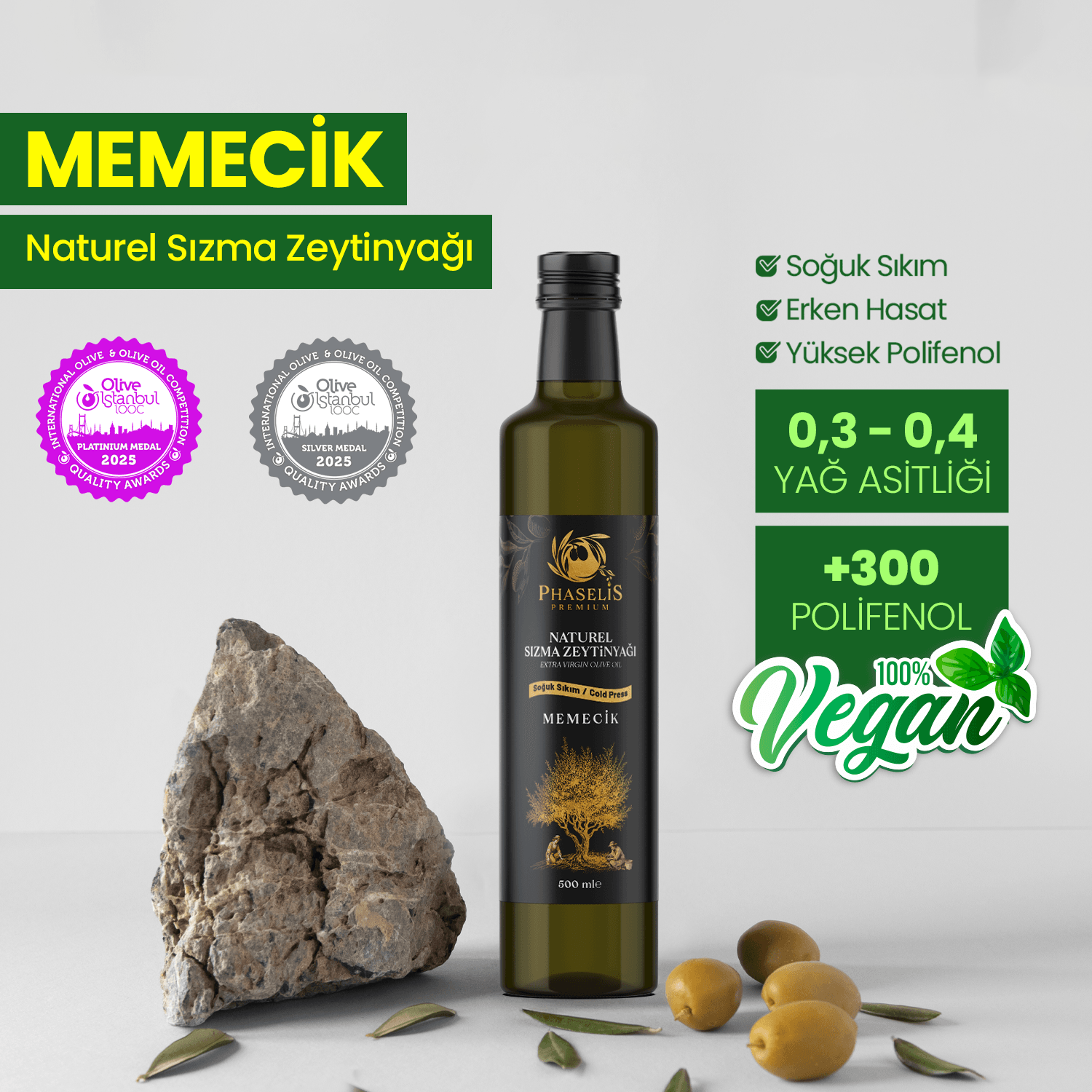 Premium Memecik Cold Pressed Olive Oil - 500 mL