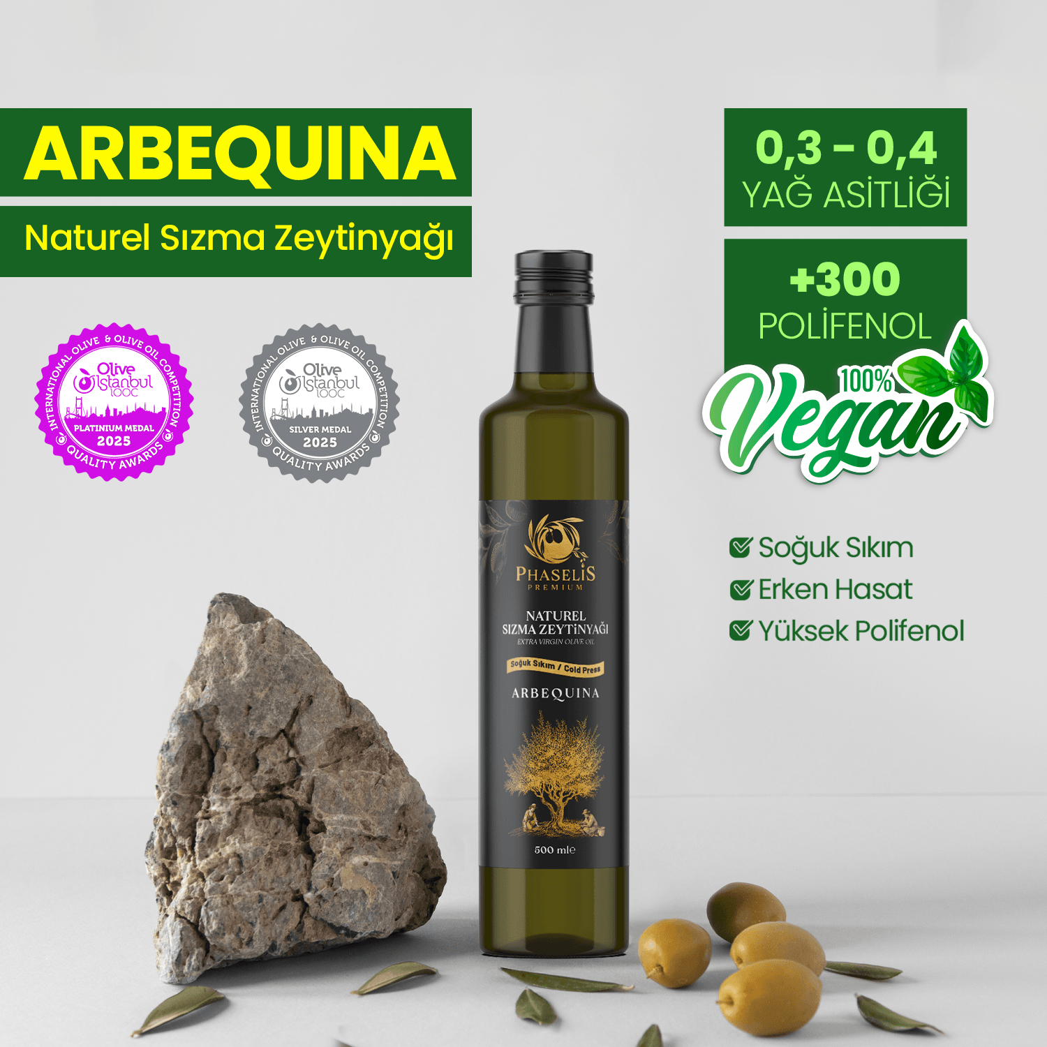 Premium Arbequina Cold Pressed Olive Oil - 500 mL