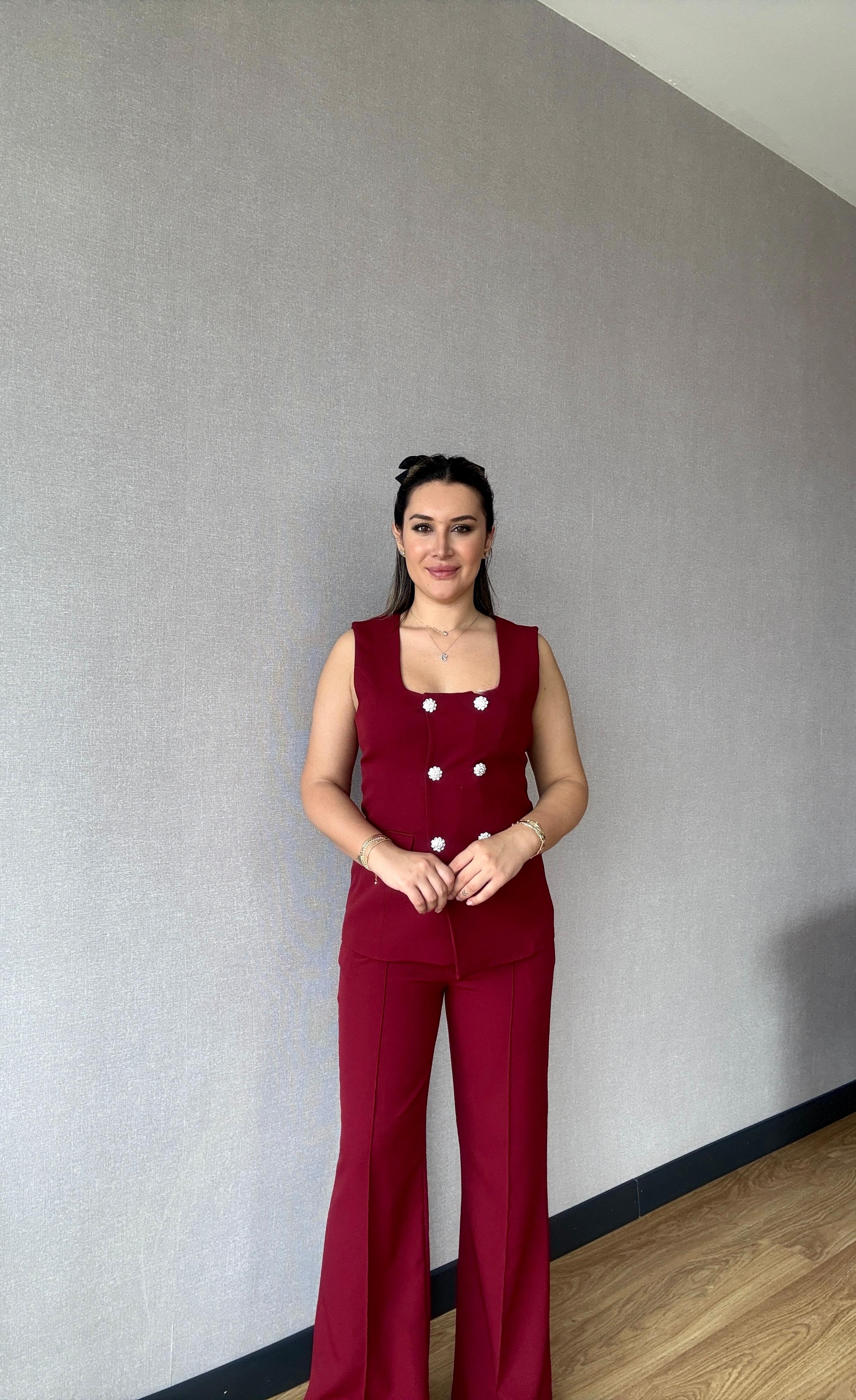 Beli Lastikli Detroit Pantolon - Bordo