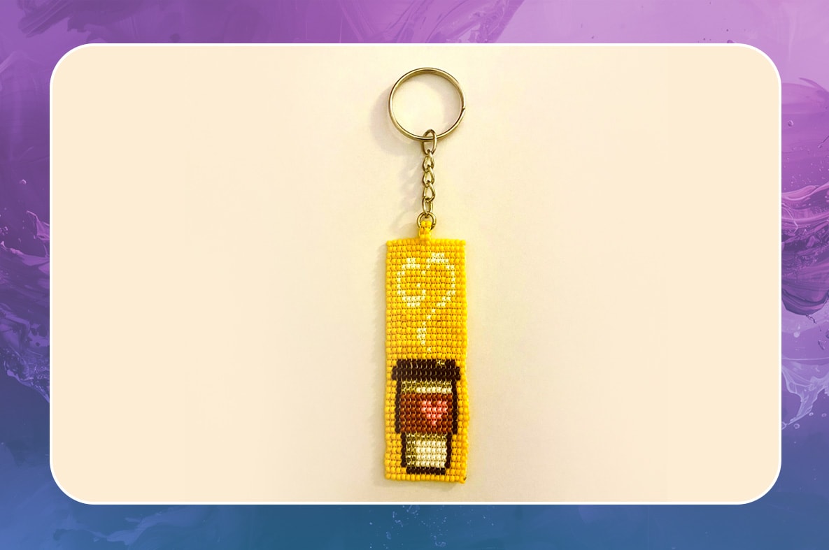 YELLOW | Kahve Temalı Boncuk Etamin Anahtarlık