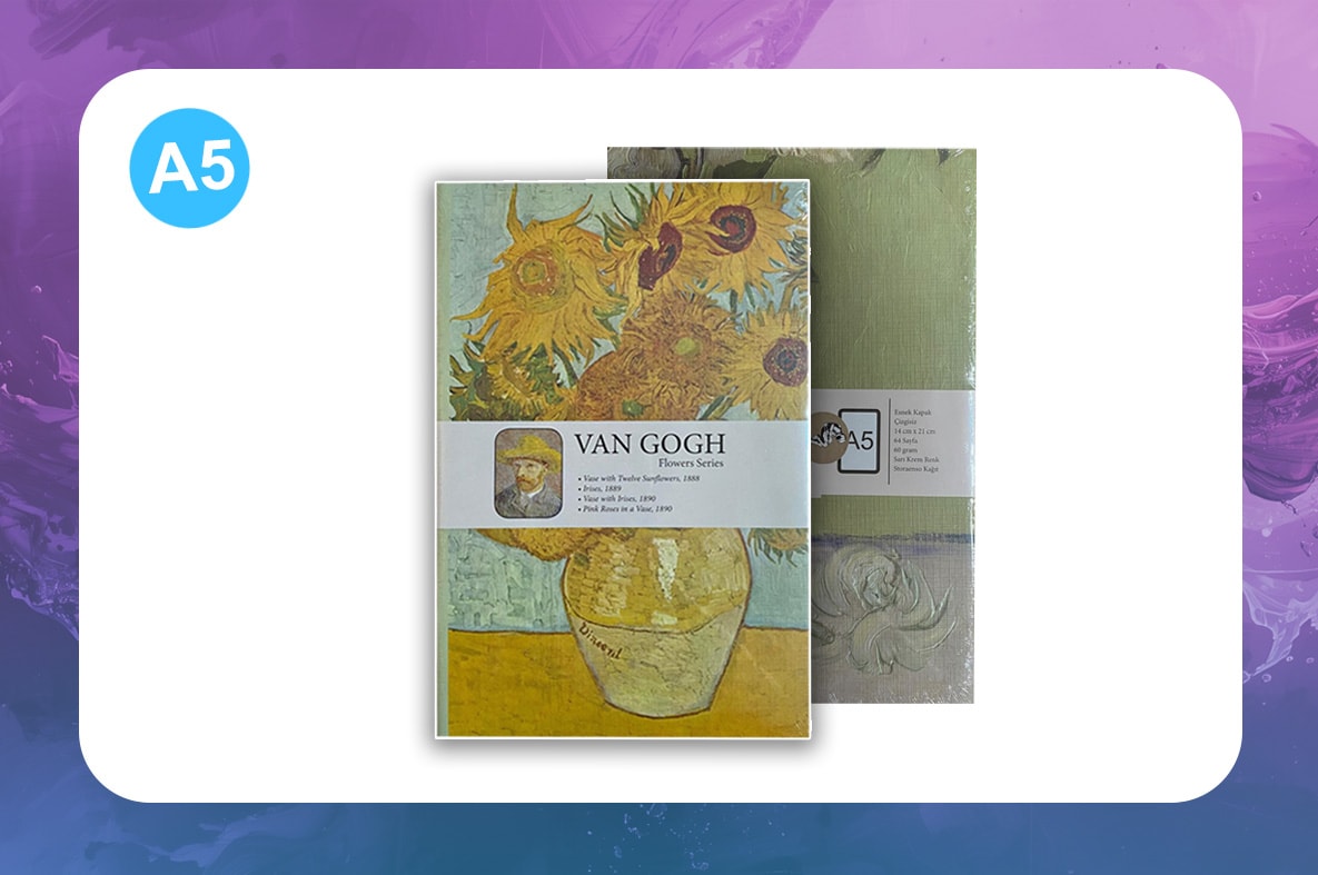 Flowers Series - A5 / Van Gogh Dörtlü Defter Seti