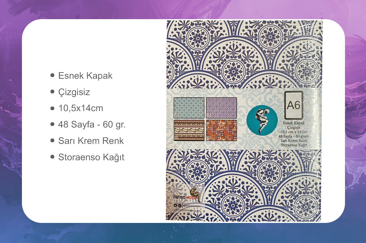 Anadolu Motifleri - A6 / Dörtlü Defter Seti