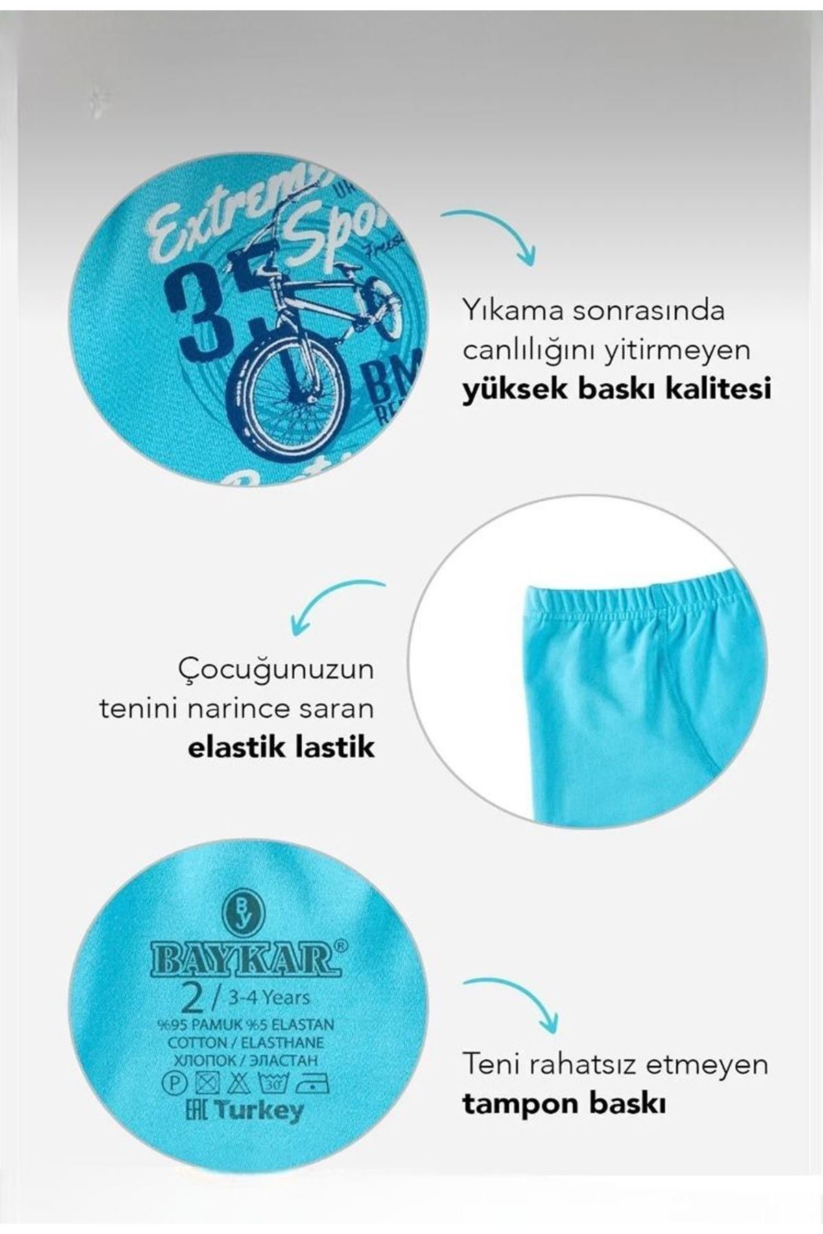 Baykar Karışık Desen 3lü Erkek Çocuk Boxer Seti 3382