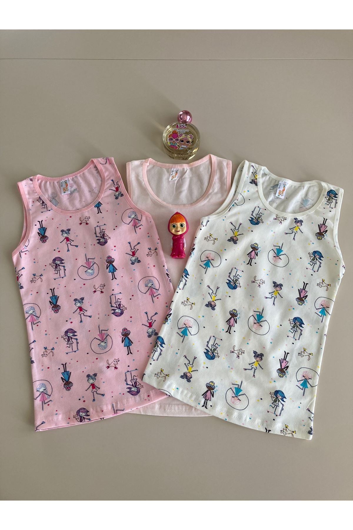 ELMAS Karışık Desen 3lü Kız Çocuk Atlet Set A-76