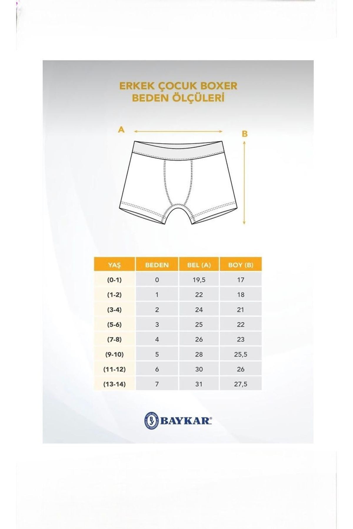 Baykar Karışık Desen 3lü Erkek Çocuk Boxer Seti 3362