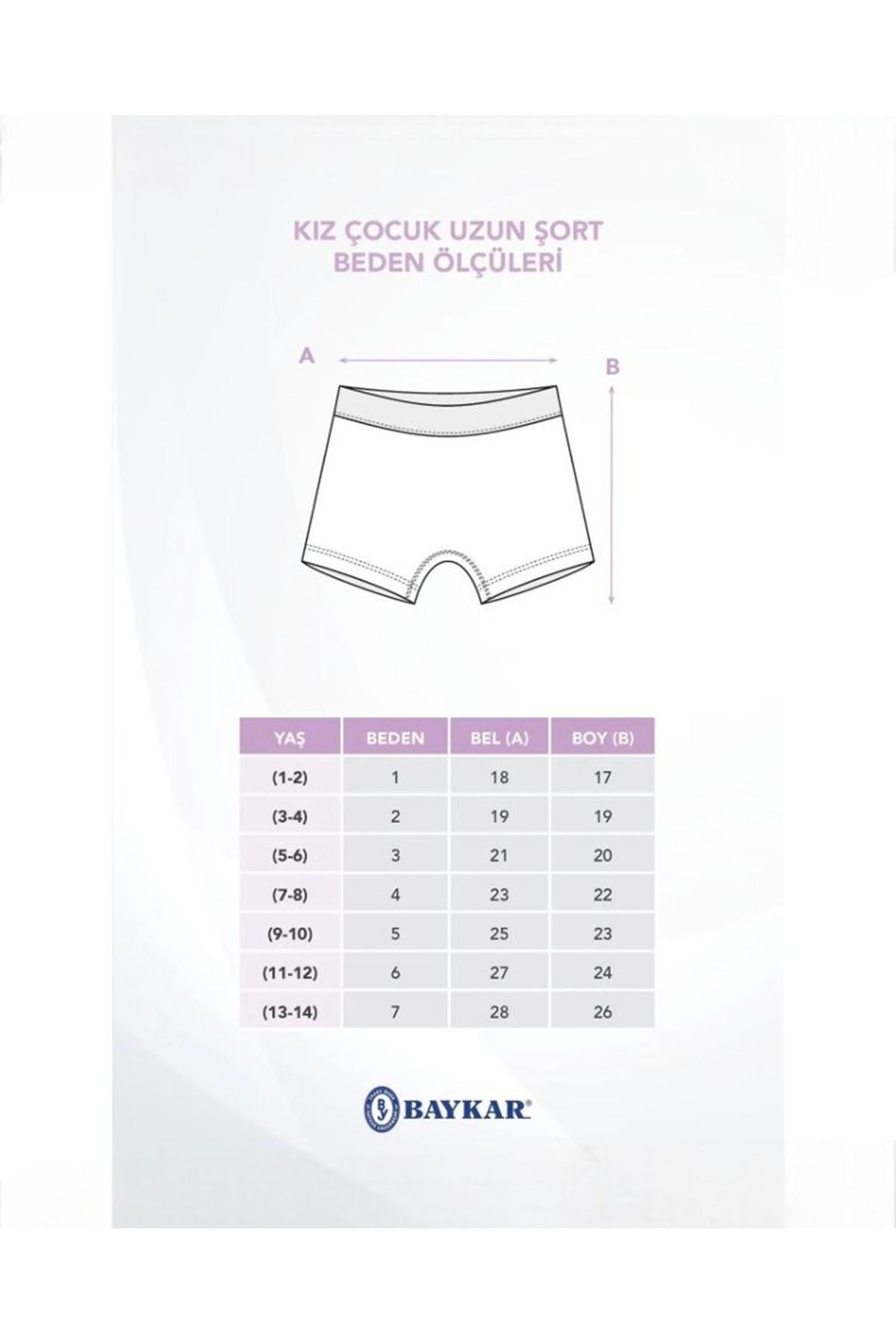Baykar Karışık Desen 3lü Kız Çocuk Boxer Seti 5693