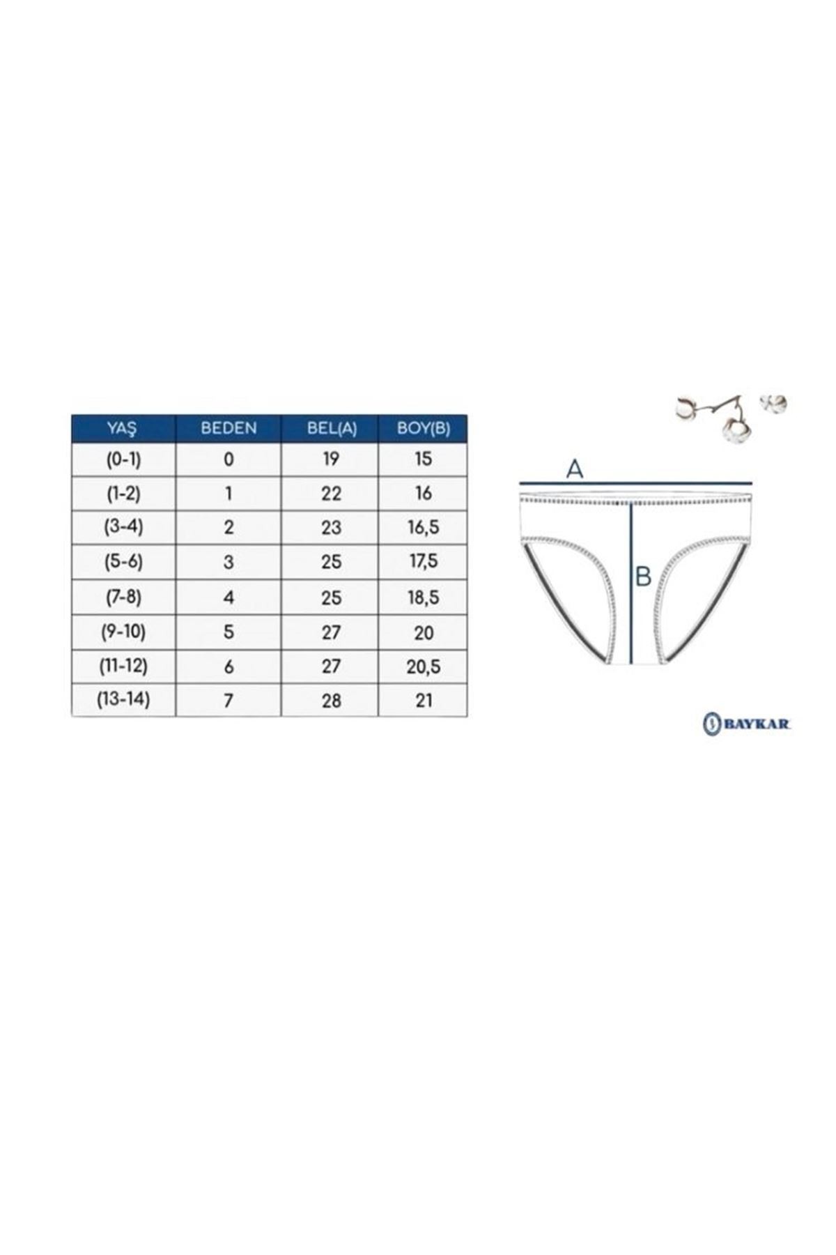 Baykar Karışık Desen 3lü Kız Çocuk Slip Seti 5690