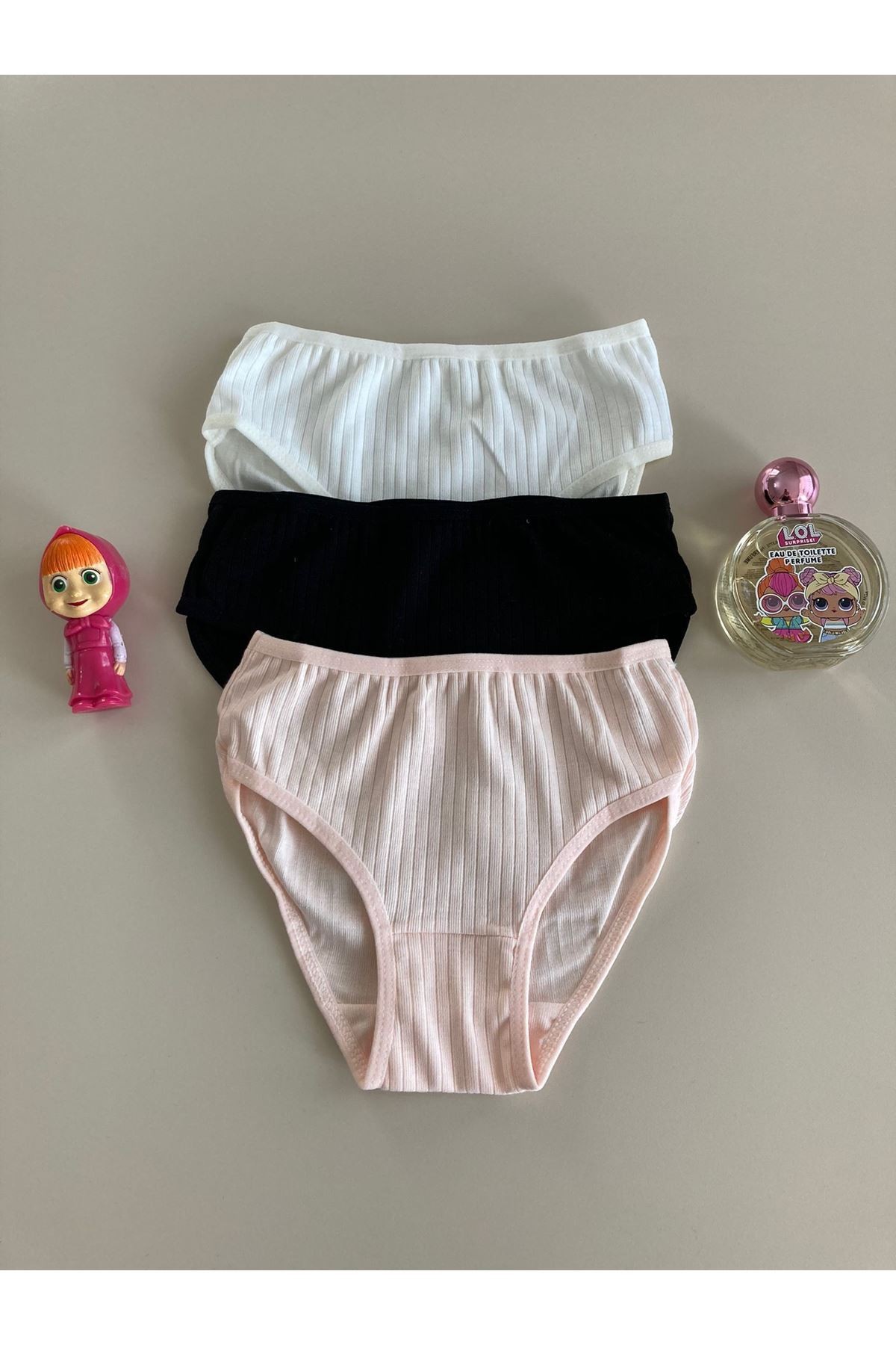 ELM Karışık Desen Ribanalı Modal 3lü Kız Slip Set S-43