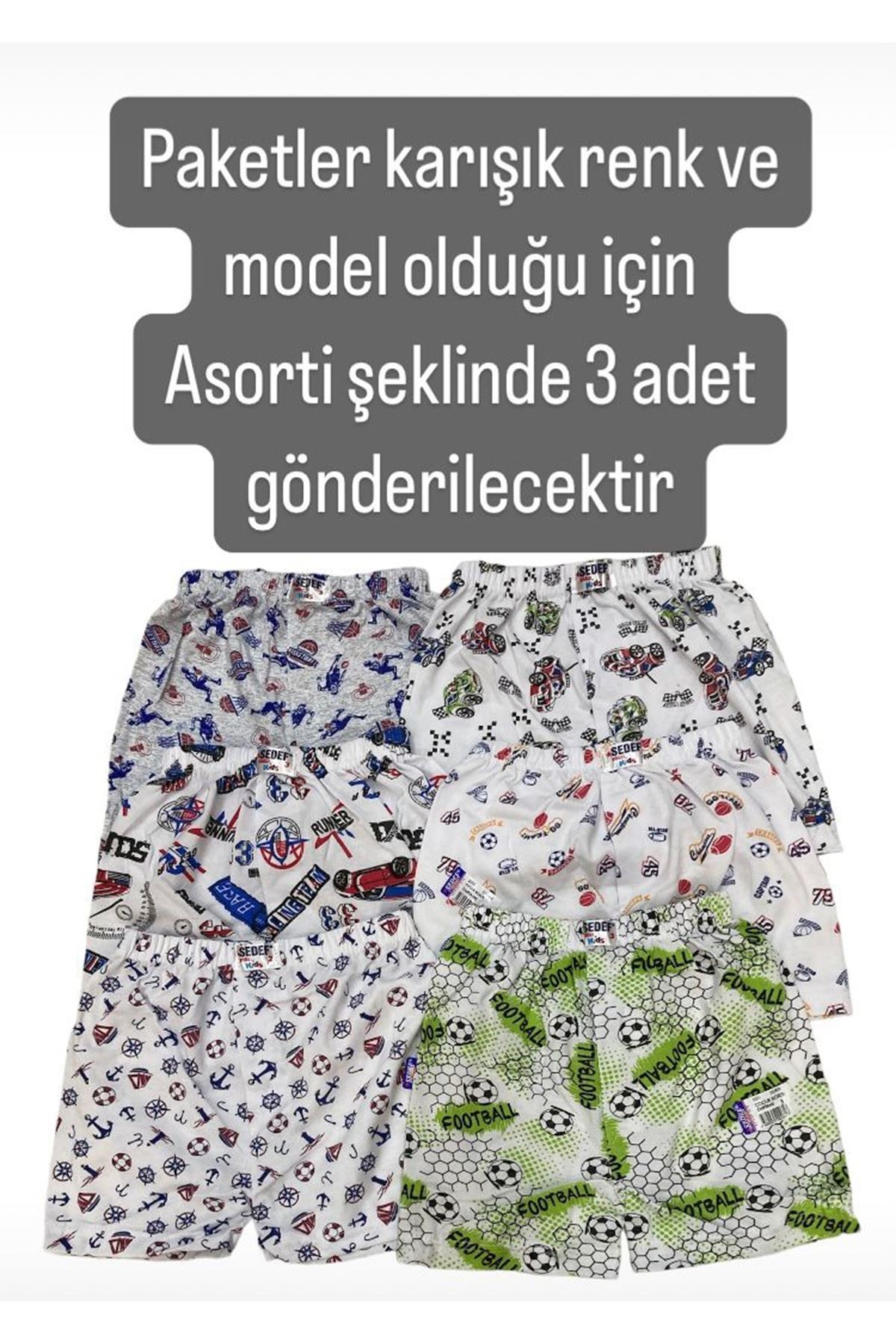 SDF Asorti Karışık Renk ve Model 3lü Erkek Boxer Set 1037